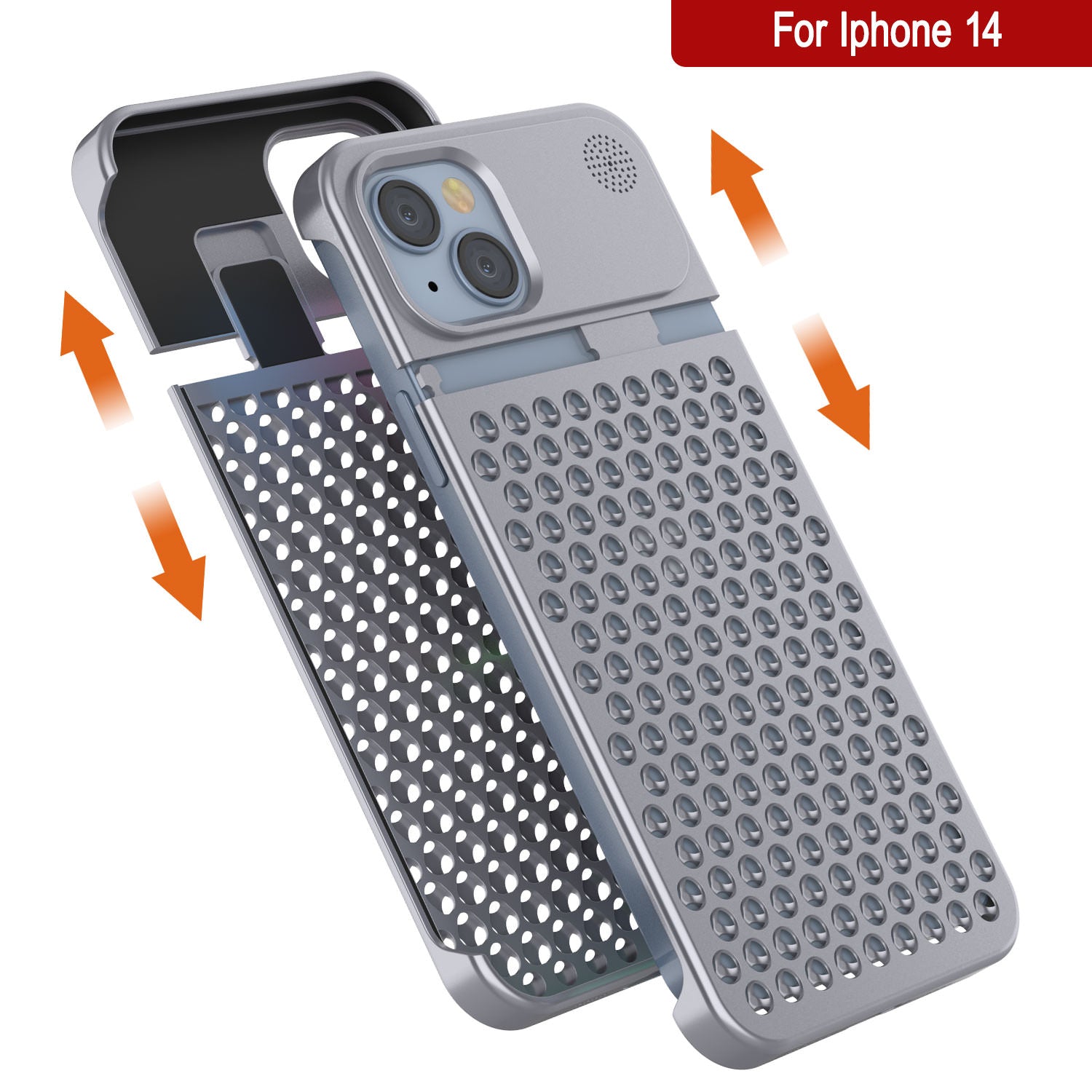 PunkCase for iPhone 14 Aluminum Alloy Case [Fortifier Extreme Series] Ultra Durable Cover [Silver]