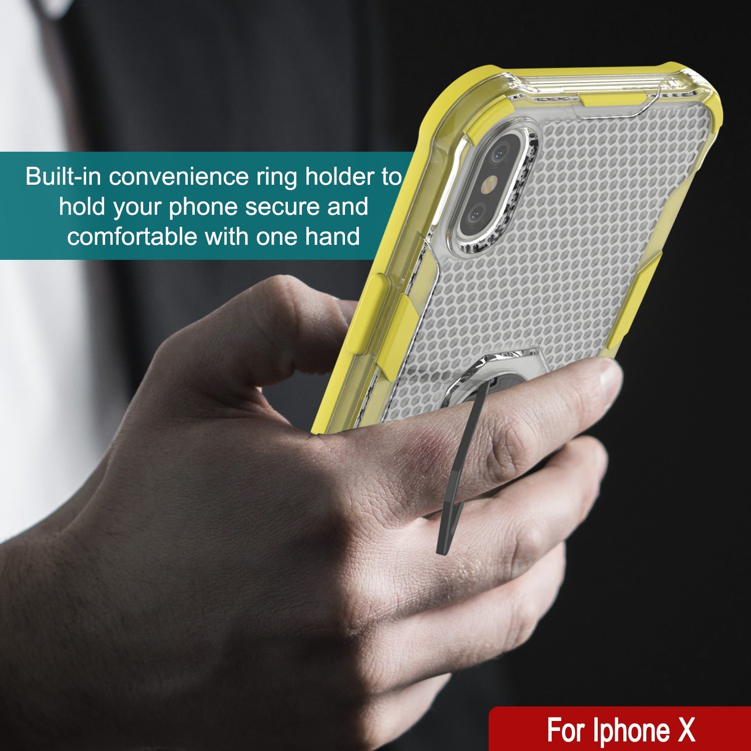 PunkCase for iPhone X Case [Magnetix 2.0 Series] Clear Protective TPU Cover W/Kickstand [Yellow]