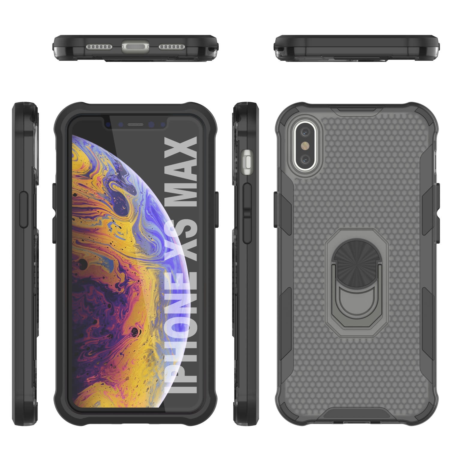 PunkCase for iPhone XS Max Case [Magnetix 2.0 Series] Clear Protective TPU Cover W/Kickstand [Black]