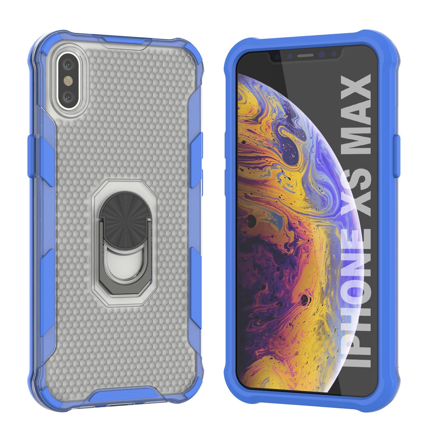 PunkCase for iPhone XS Max Case [Magnetix 2.0 Series] Clear Protective TPU Cover W/Kickstand [Blue]