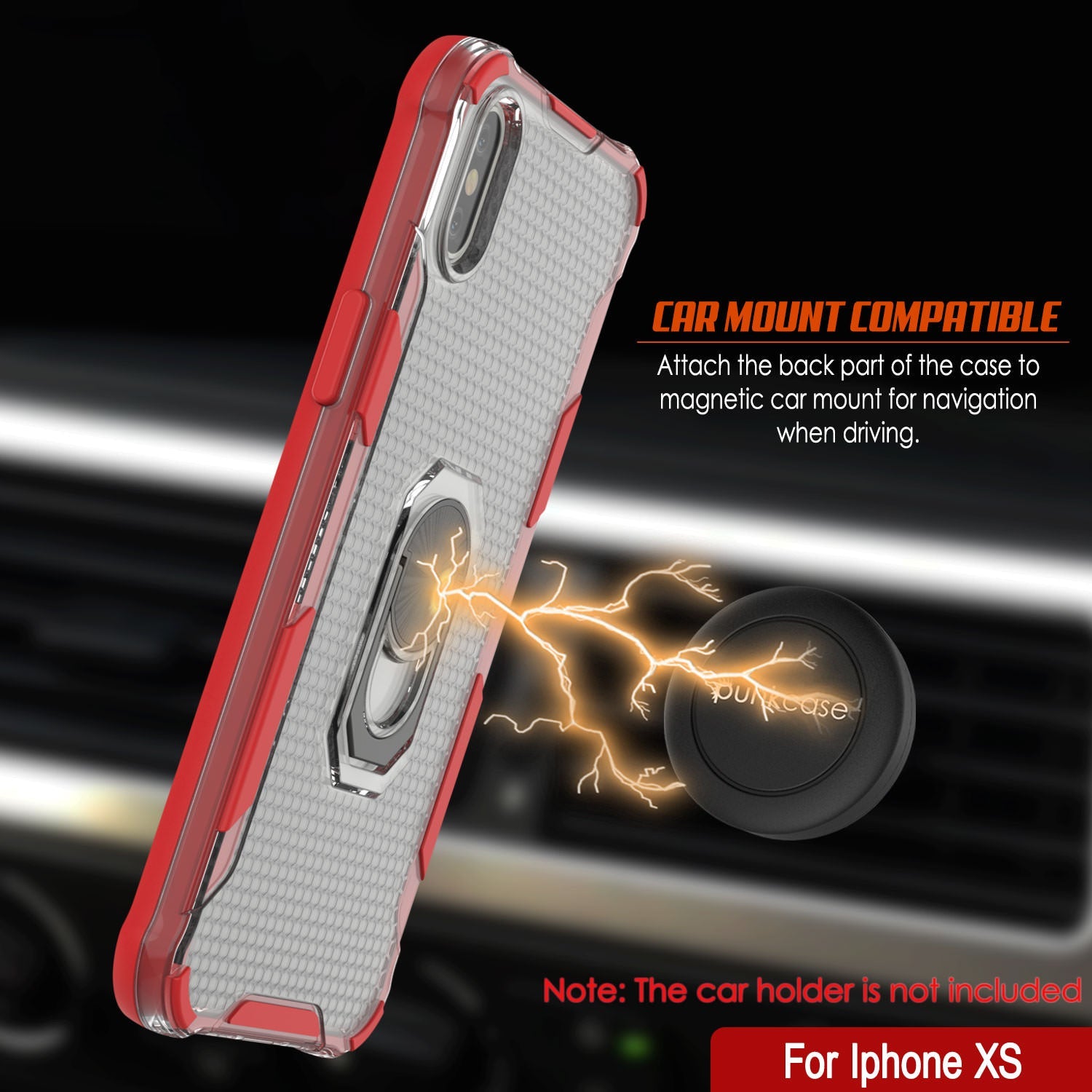 PunkCase for iPhone XS Case [Magnetix 2.0 Series] Clear Protective TPU Cover W/Kickstand [Red]