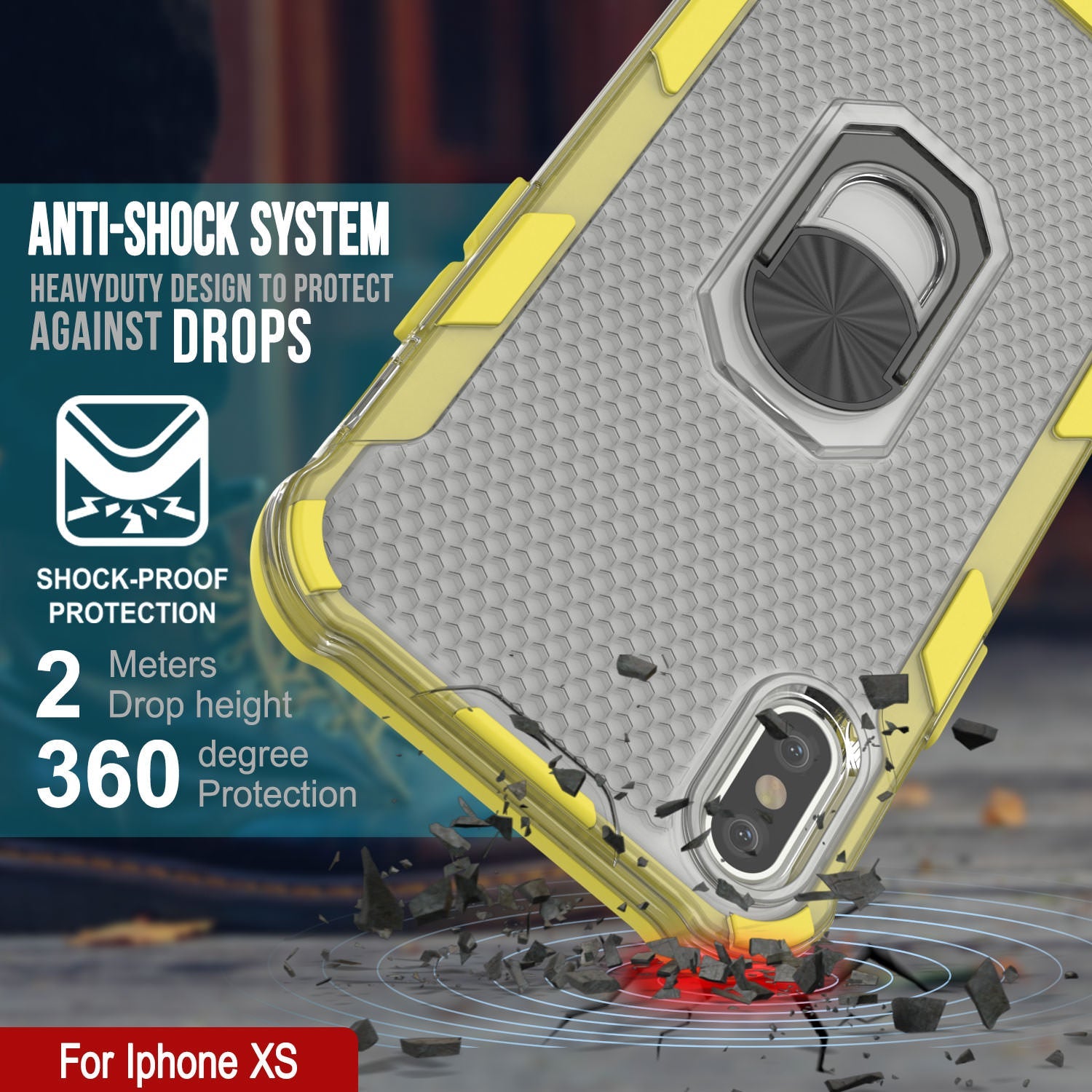 PunkCase for iPhone XS Case [Magnetix 2.0 Series] Clear Protective TPU Cover W/Kickstand [Yellow]