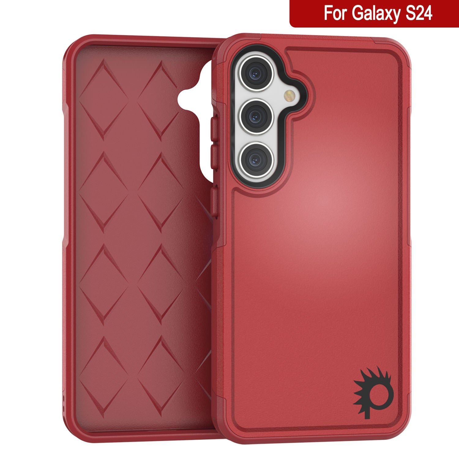 PunkCase Galaxy S24 Case, [Spartan 2.0 Series] Clear Rugged Heavy Duty Cover [Red]