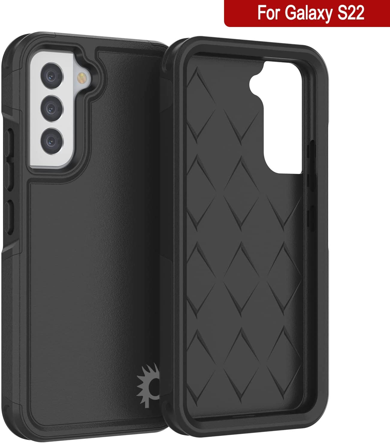 PunkCase Galaxy S22 Case, [Spartan 2.0 Series] Clear Rugged Heavy Duty Cover [Black] 