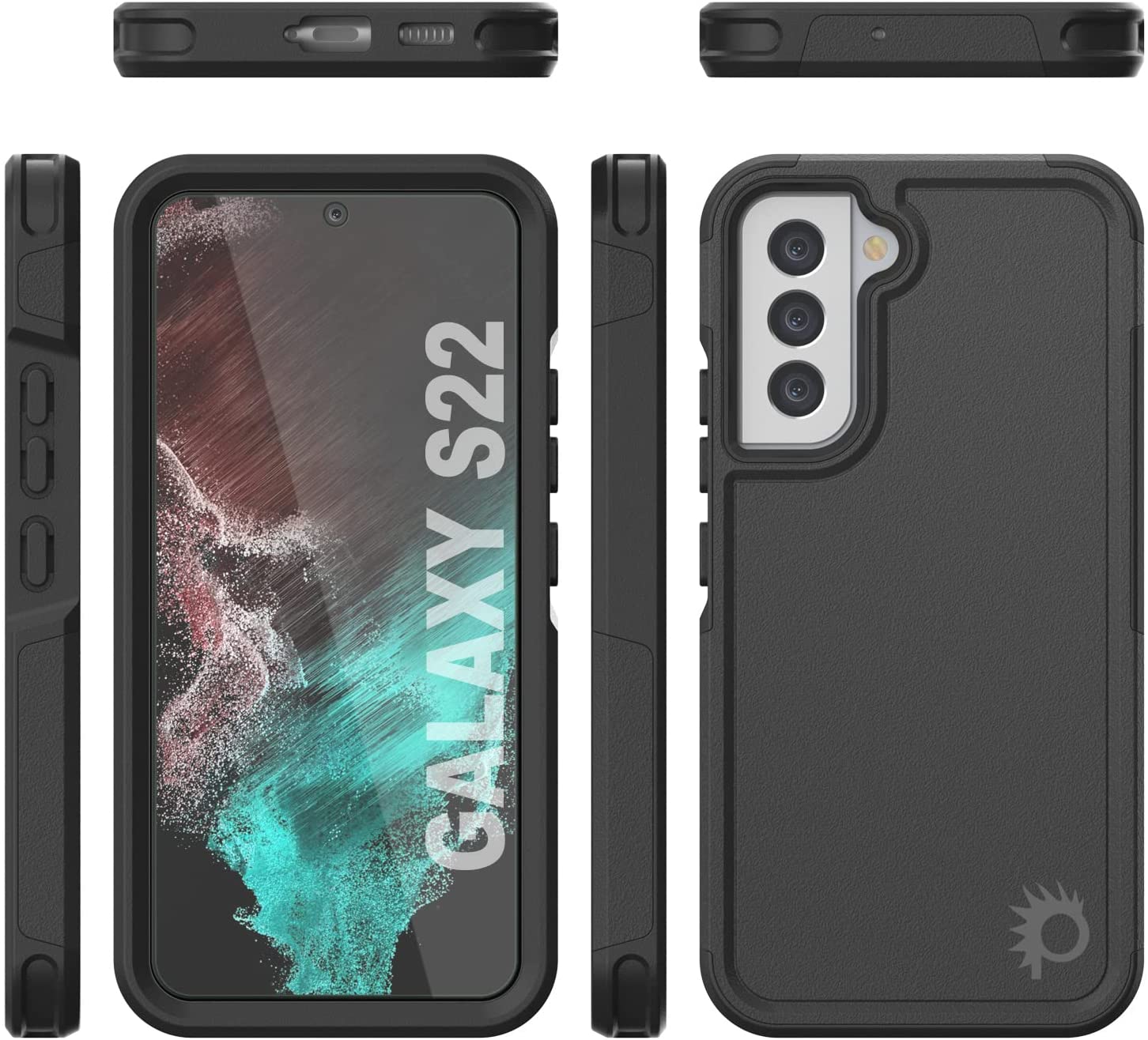 PunkCase Galaxy S22 Case, [Spartan 2.0 Series] Clear Rugged Heavy Duty Cover [Black] 