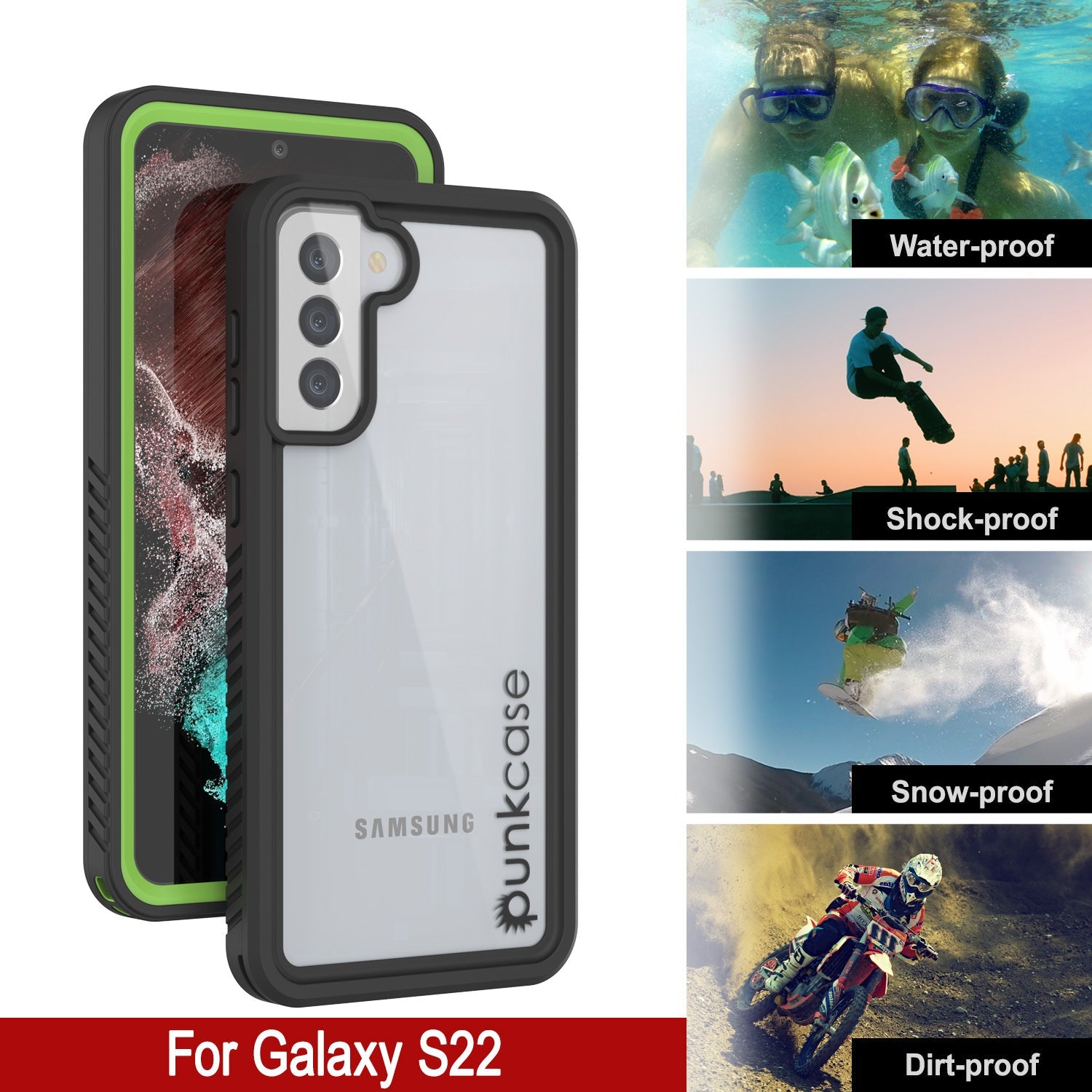 Galaxy S22 Water/ Shockproof [Extreme Series] Screen Protector Case [Light Green]