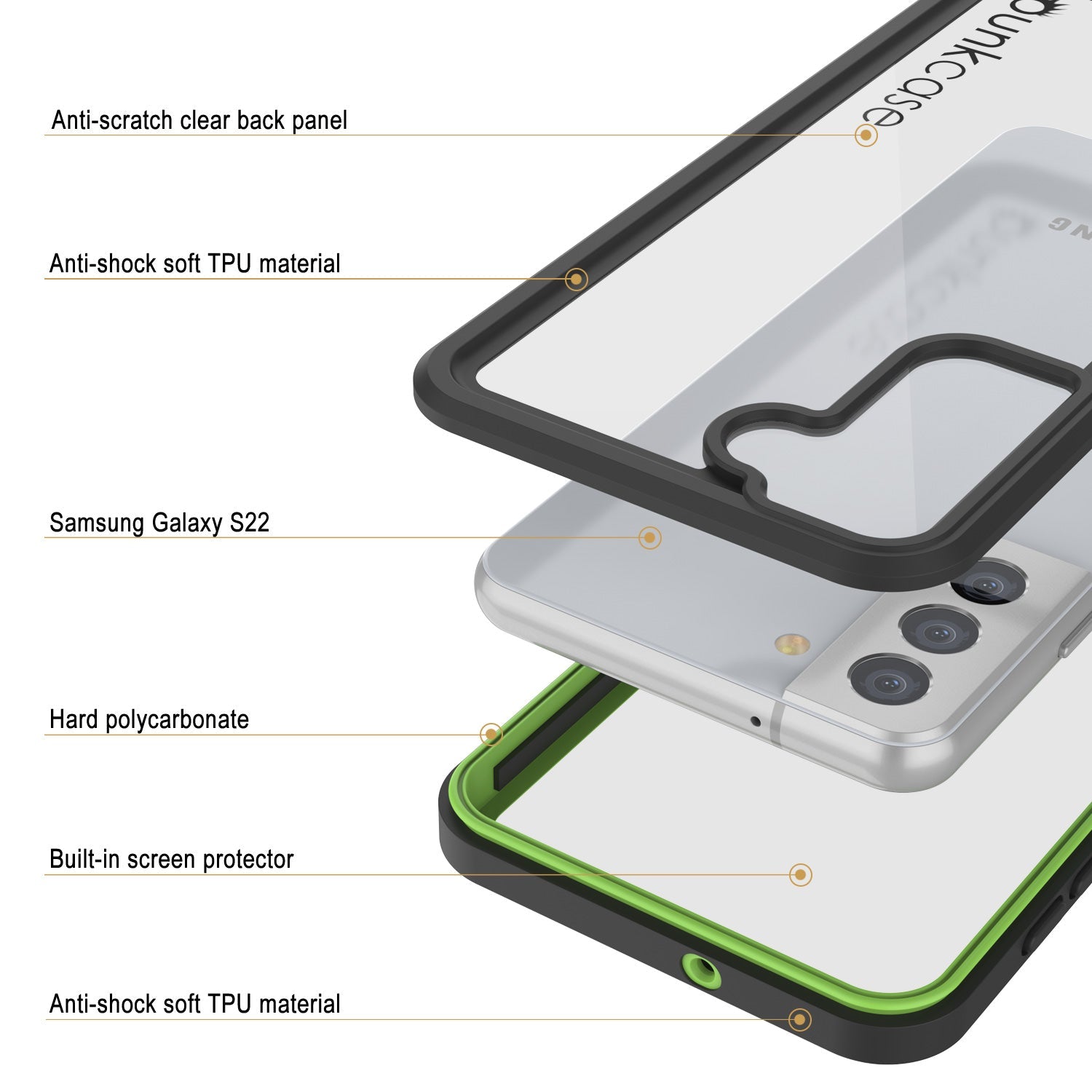 Galaxy S22 Water/ Shockproof [Extreme Series] Screen Protector Case [Light Green]