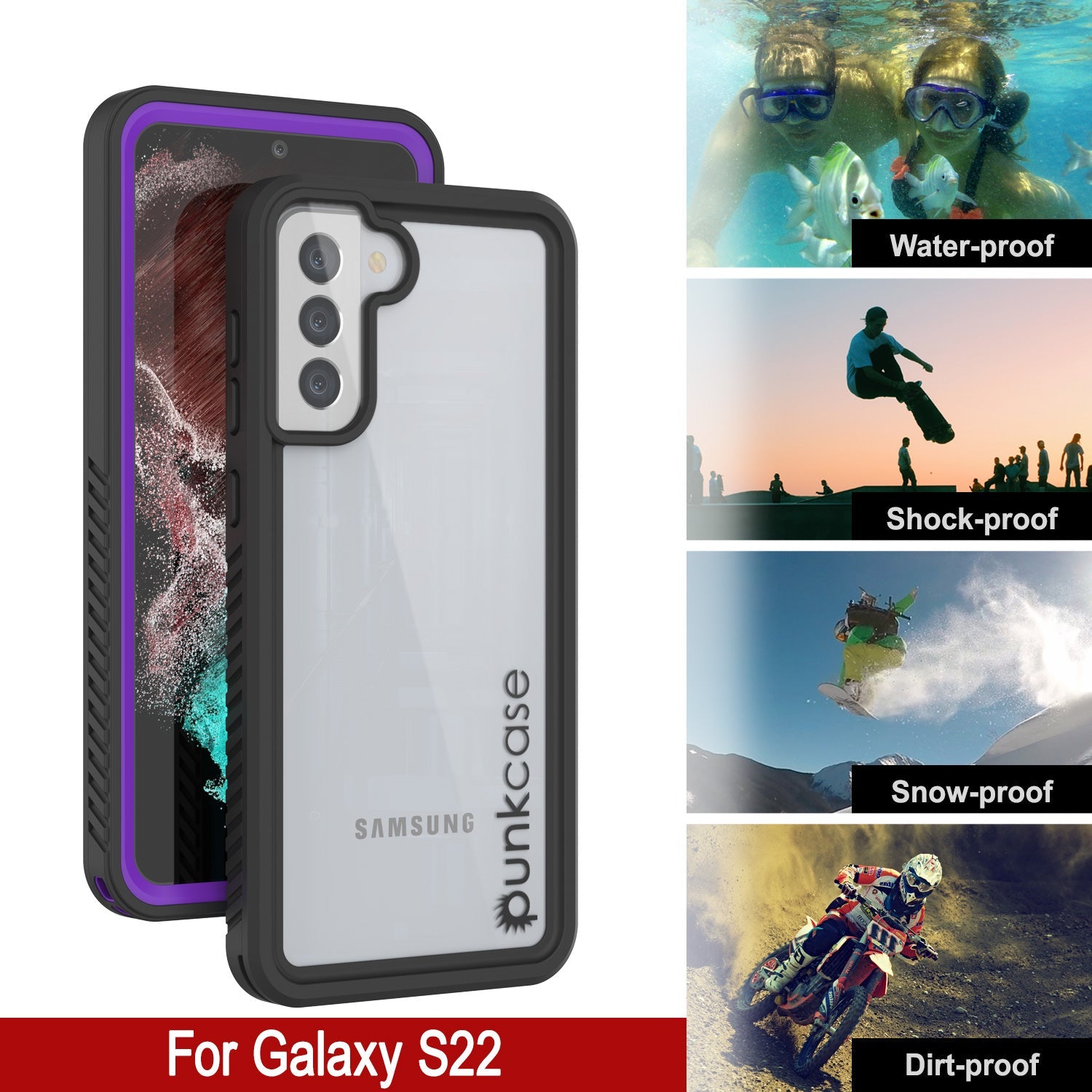 Galaxy S22 Water/ Shockproof [Extreme Series] Slim Screen Protector Case [Purple]