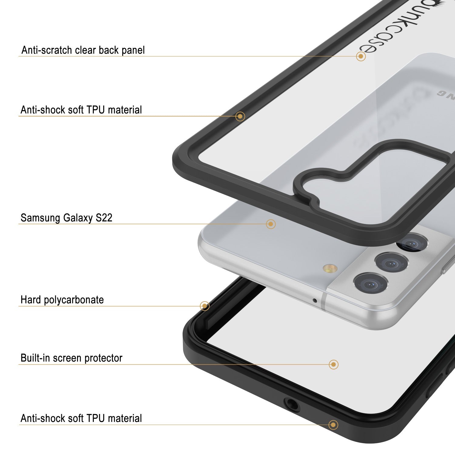 Galaxy S22 Water/ Shockproof [Extreme Series] With Screen Protector Case [Black]