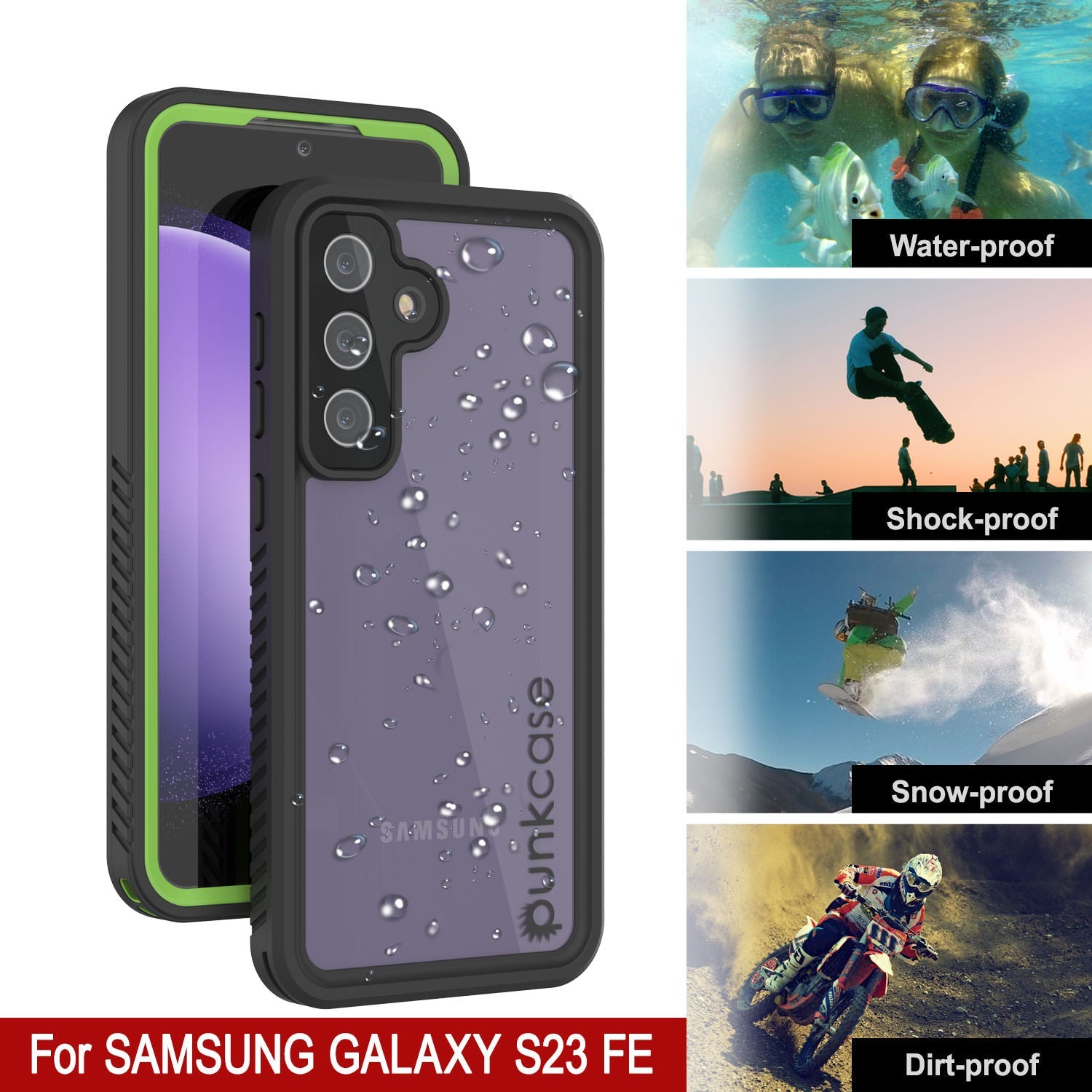 Galaxy S23 FE Water/ Shockproof [Extreme Series] Screen Protector Case [Light Green]