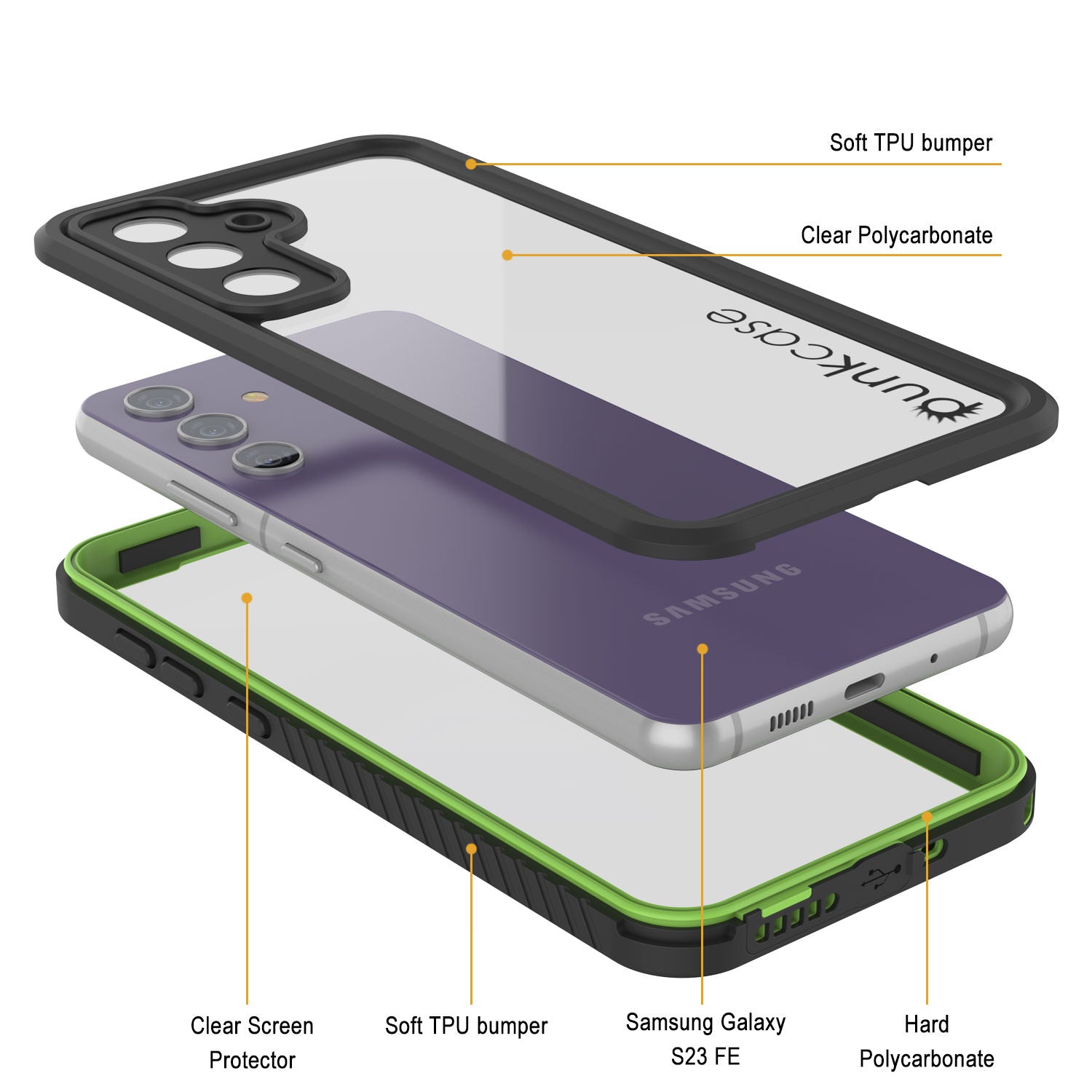 Galaxy S23 FE Water/ Shockproof [Extreme Series] Screen Protector Case [Light Green]