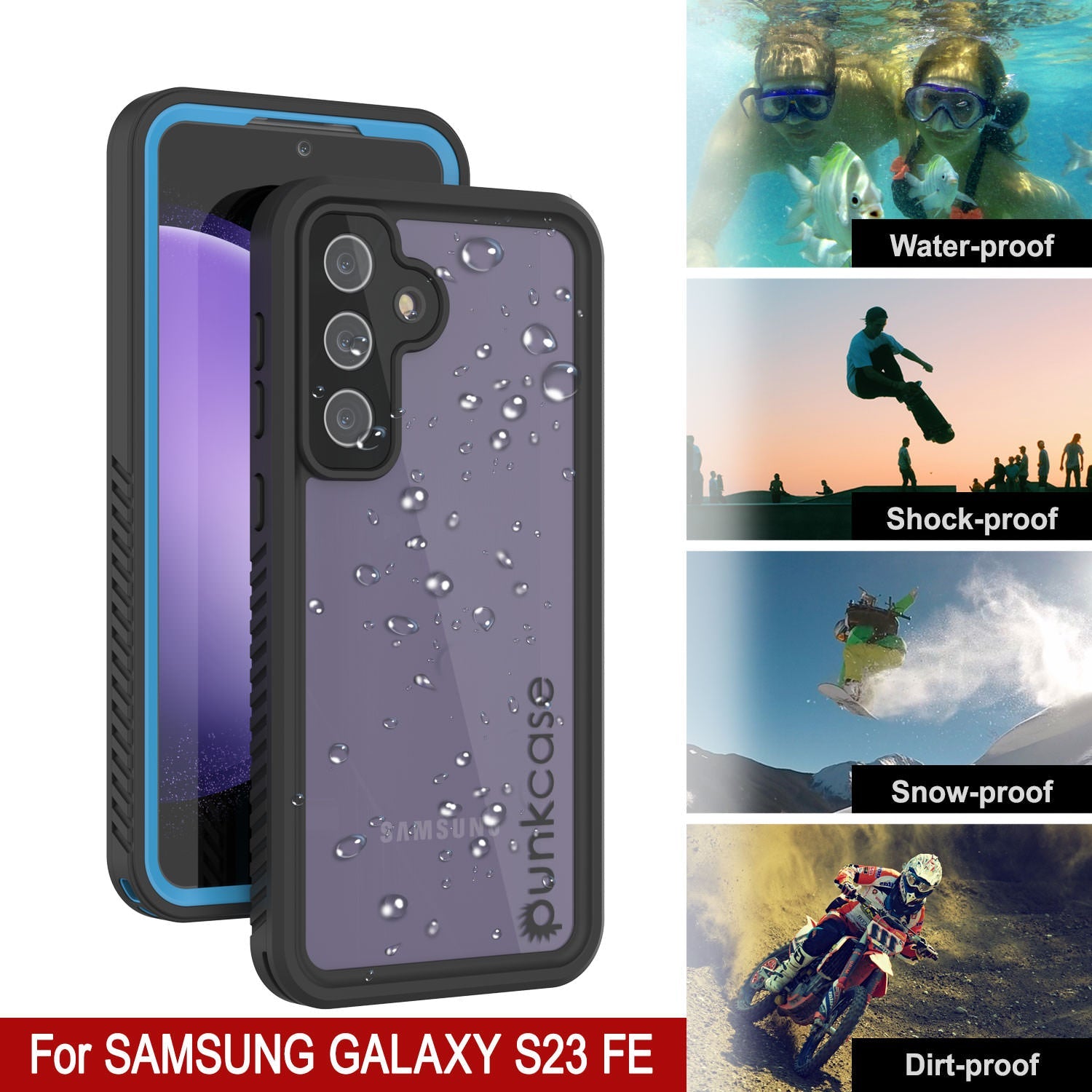 Galaxy S23 FE Water, Shock, Snow, dirt proof Extreme Series Slim Case [Light Blue]