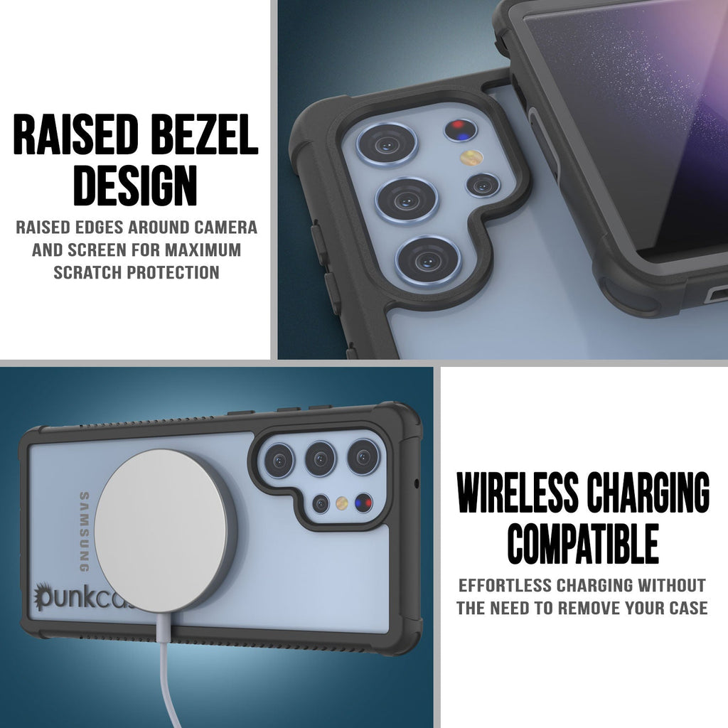 PunkCase Galaxy S23 Ultra Case, [Spartan Series] Clear Rugged Heavy Du