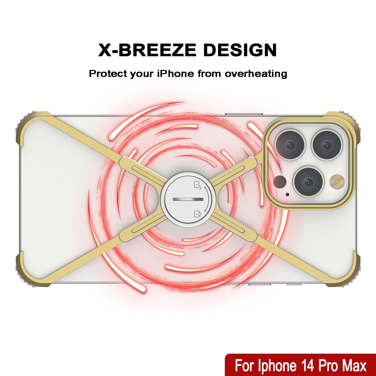 Punkcase iPhone 14 Pro Max Bumper Case [Backbone Series] Ultra Slim Minimalist Aluminum Metal X-Frame Cover for iPhone 14 Pro Max (2022) (6.7") [Gold]