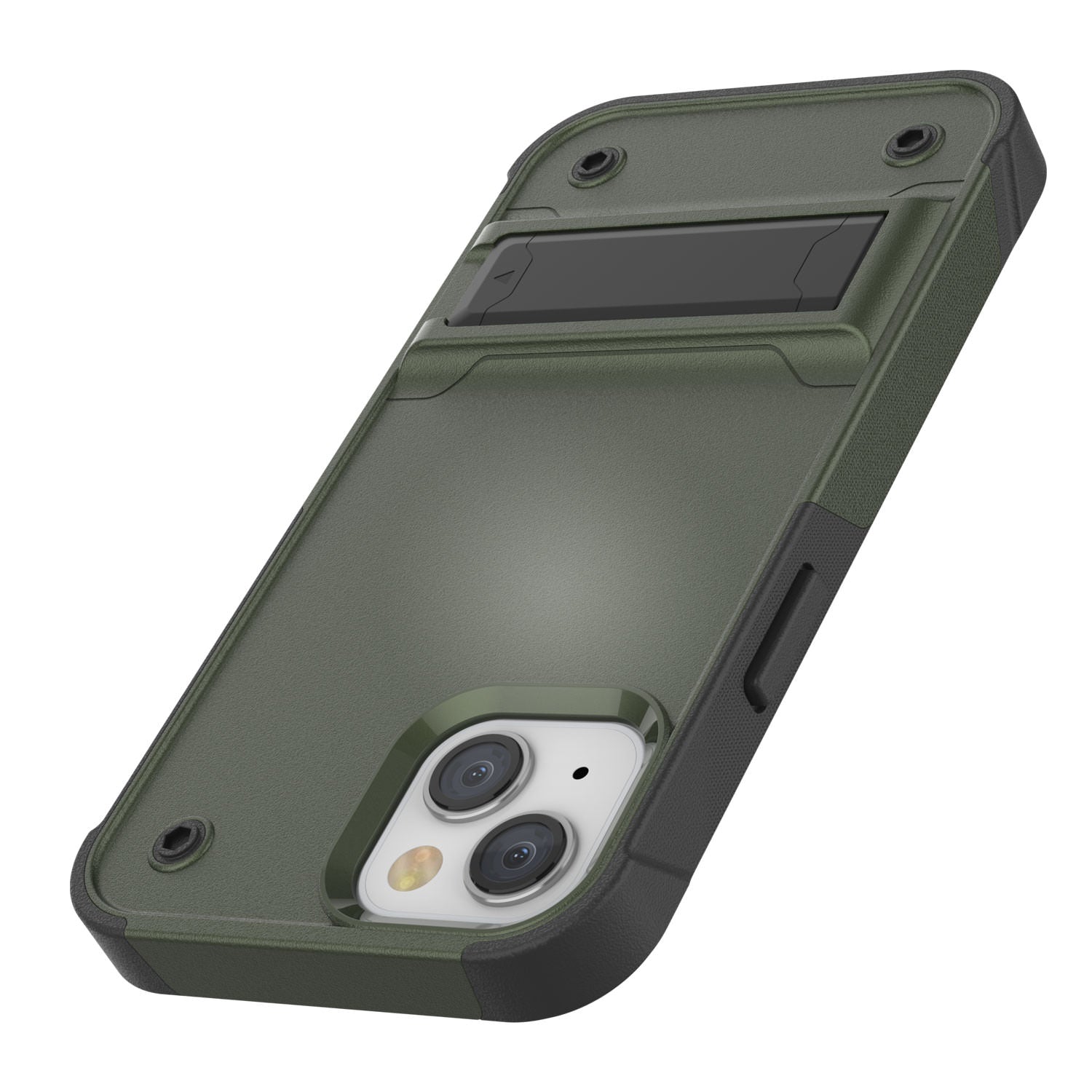 Punkcase iPhone 14 Case [Reliance Series] Protective Hybrid Military Grade Cover W/Built-in Kickstand [Army-Green-Black]