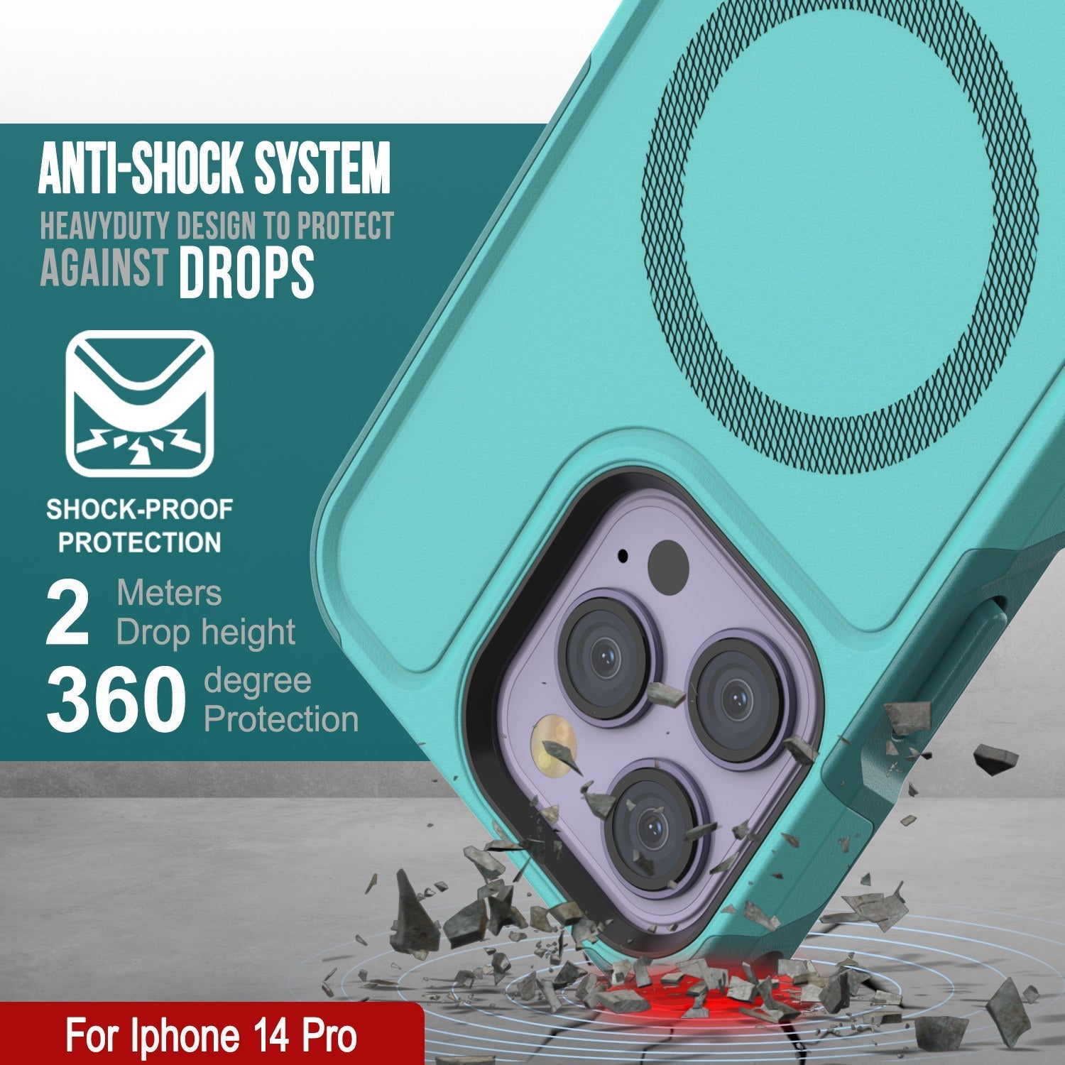 ANTI-SHOCK SYSTEM HEAVYDUTY DESIGN TO PROTECT AGAINST DROPS Y SHOCK-PROOF PROTECTION Meters Drop height 3 60: degree Protection (Color in image: Black)