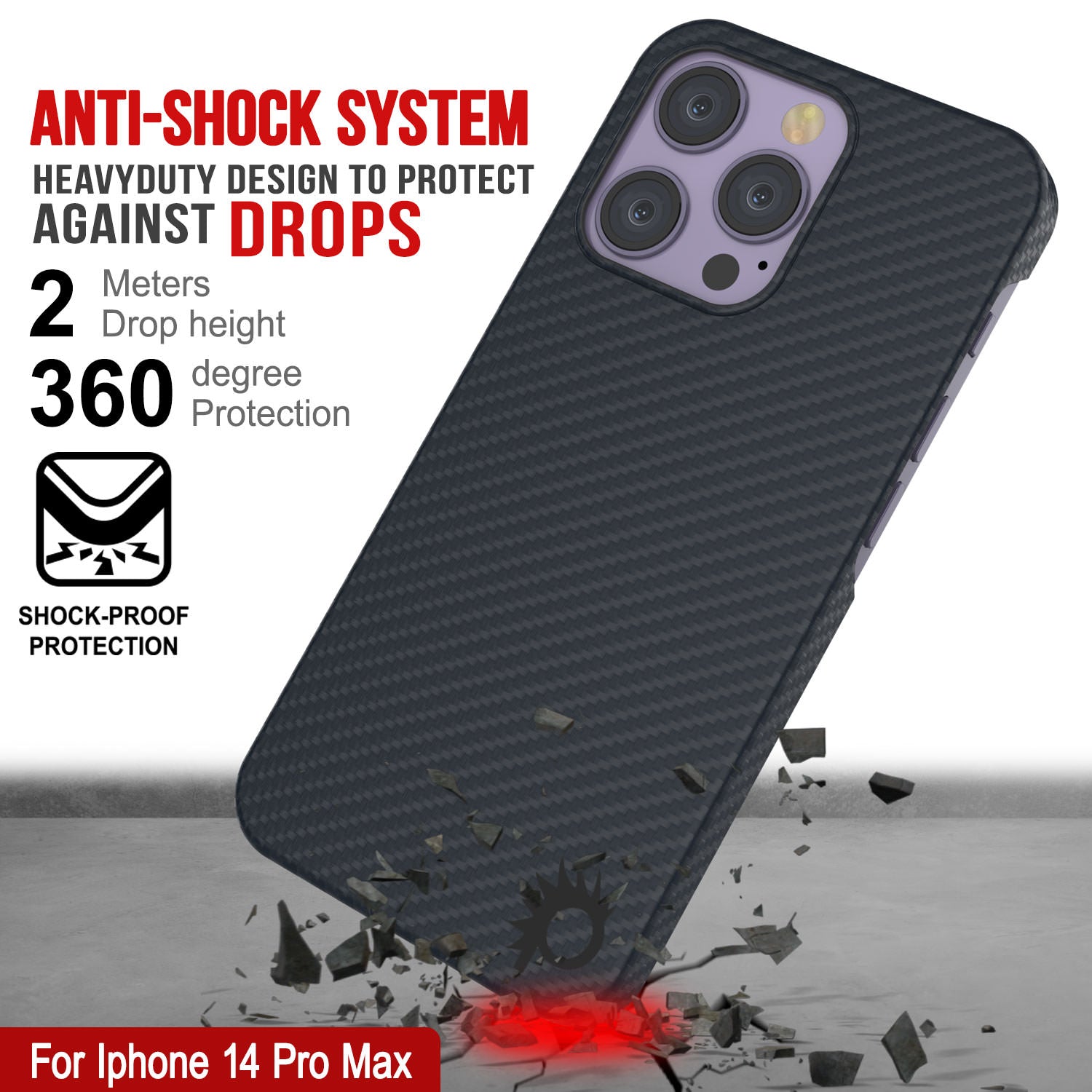 Punkcase for iPhone 14 Pro Max Carbon Fiber Case [Aramid MagShield Series]Ultra Slim