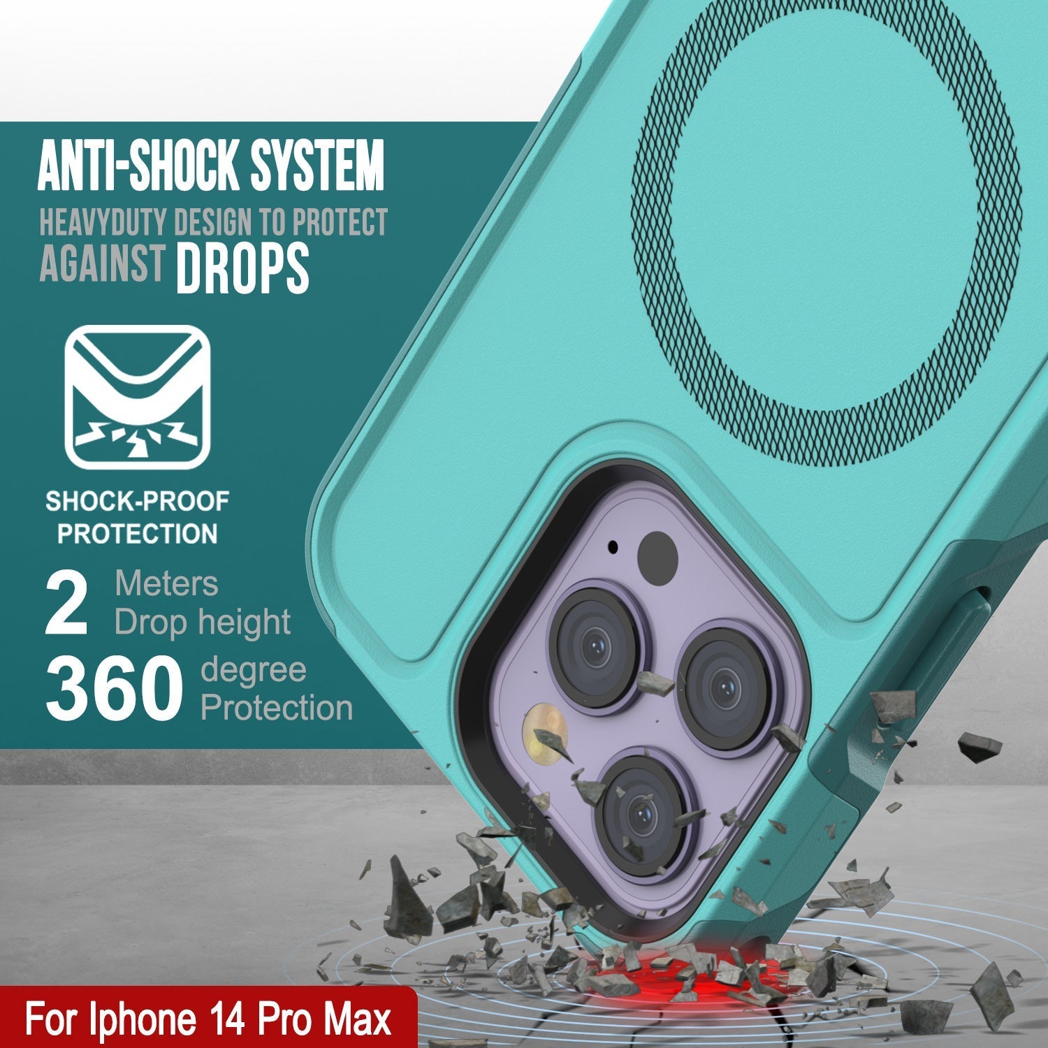 ANTI-SHOCK SYSTEM HEAVYDUTY DESIGN TO PROTECT DROPS AGAINST DROPS Y SHOCK-PROOF PROTECTION Meters Drop height 3 60: degree Protection (Color in image: Black)