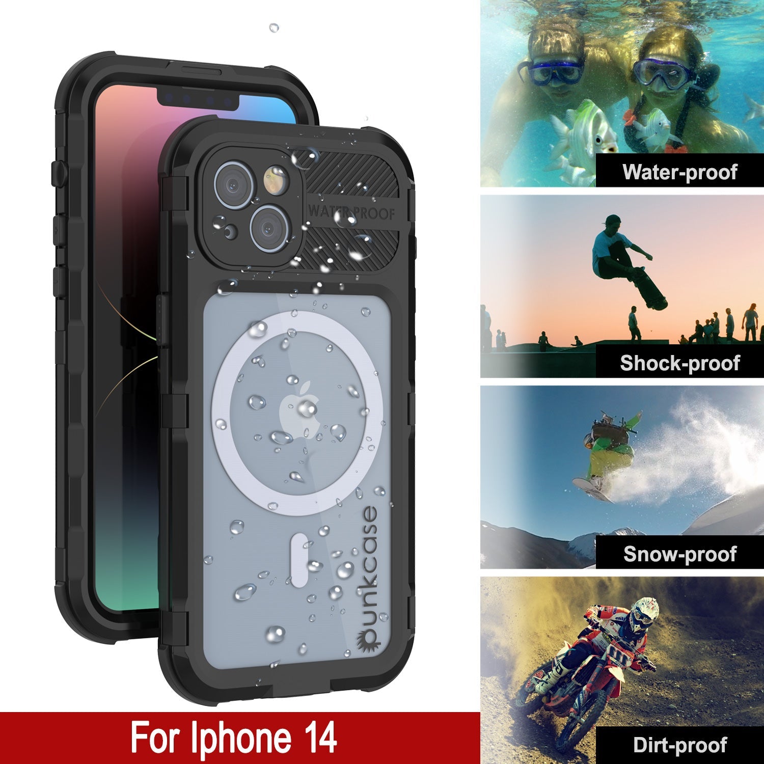 iPhone 14 Metal Extreme 2.0 Series Aluminum Waterproof Case IP68 W/Buillt in Screen Protector [Black]