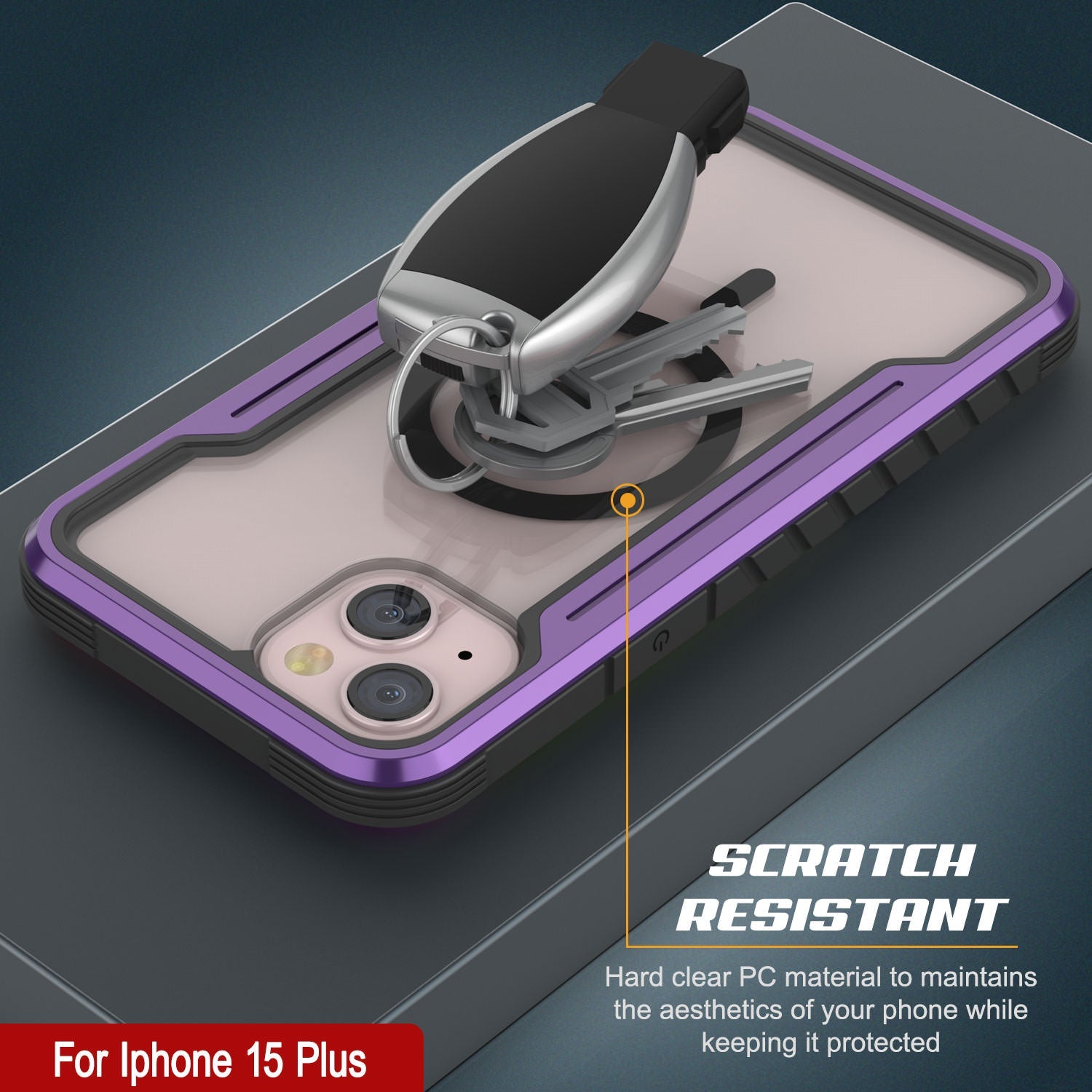 Punkcase iPhone 15 Plus Armor Stealth MAG Defense Case Protective Military Grade Multilayer Cover [Purple]