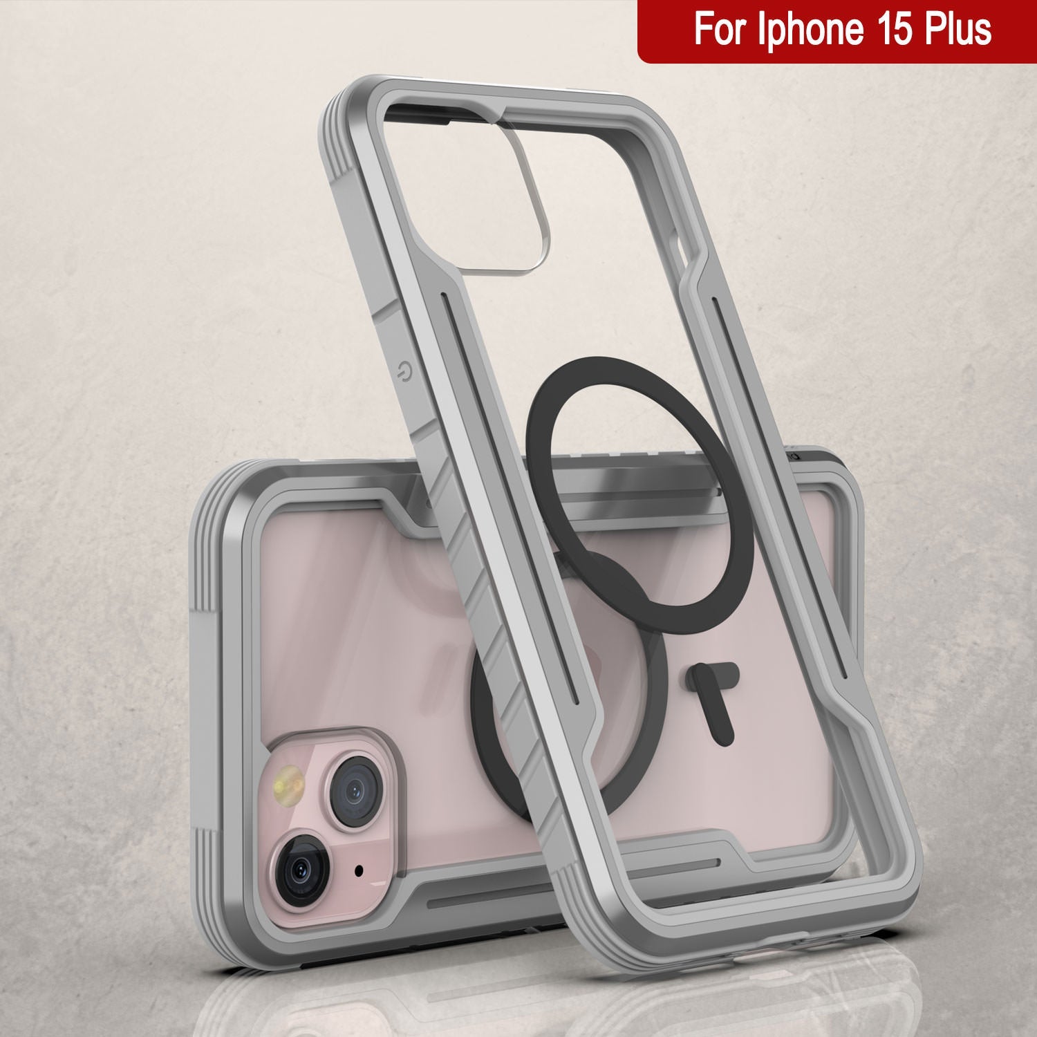 Punkcase iPhone 15 Plus Armor Stealth MAG Defense Case Protective Military Grade Multilayer Cover [Grey]