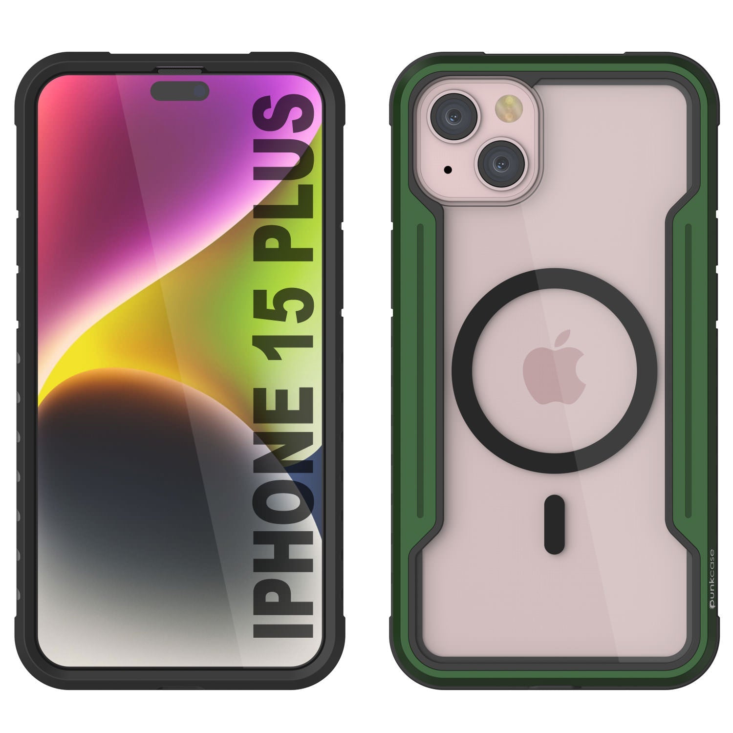 Punkcase iPhone 15 Plus Armor Stealth MAG Defense Case Protective Military Grade Multilayer Cover [Dark Green]
