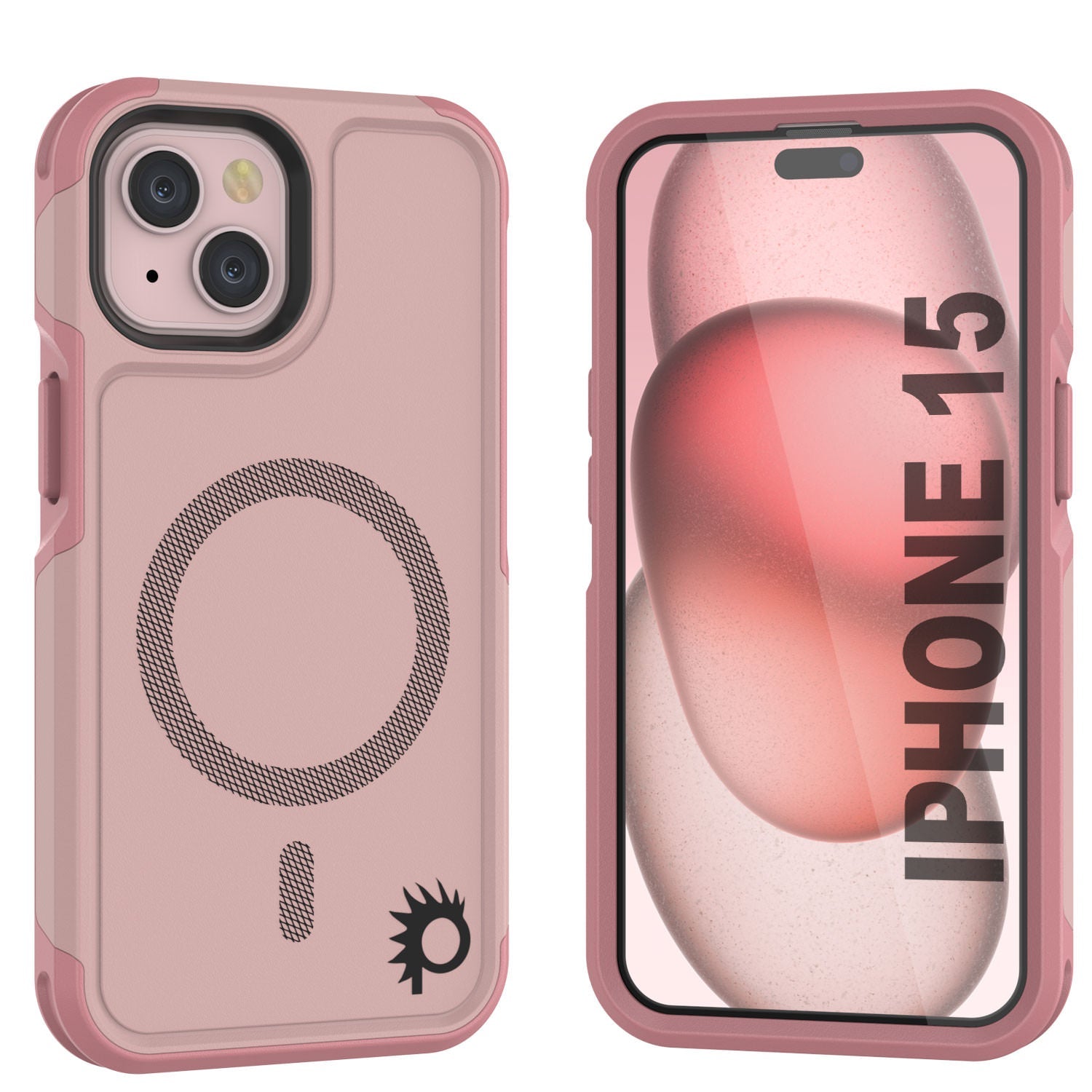 PunkCase iPhone 15 Case, [Spartan 2.0 Series] Clear Rugged Heavy Duty Cover W/Built in Screen Protector [pink]