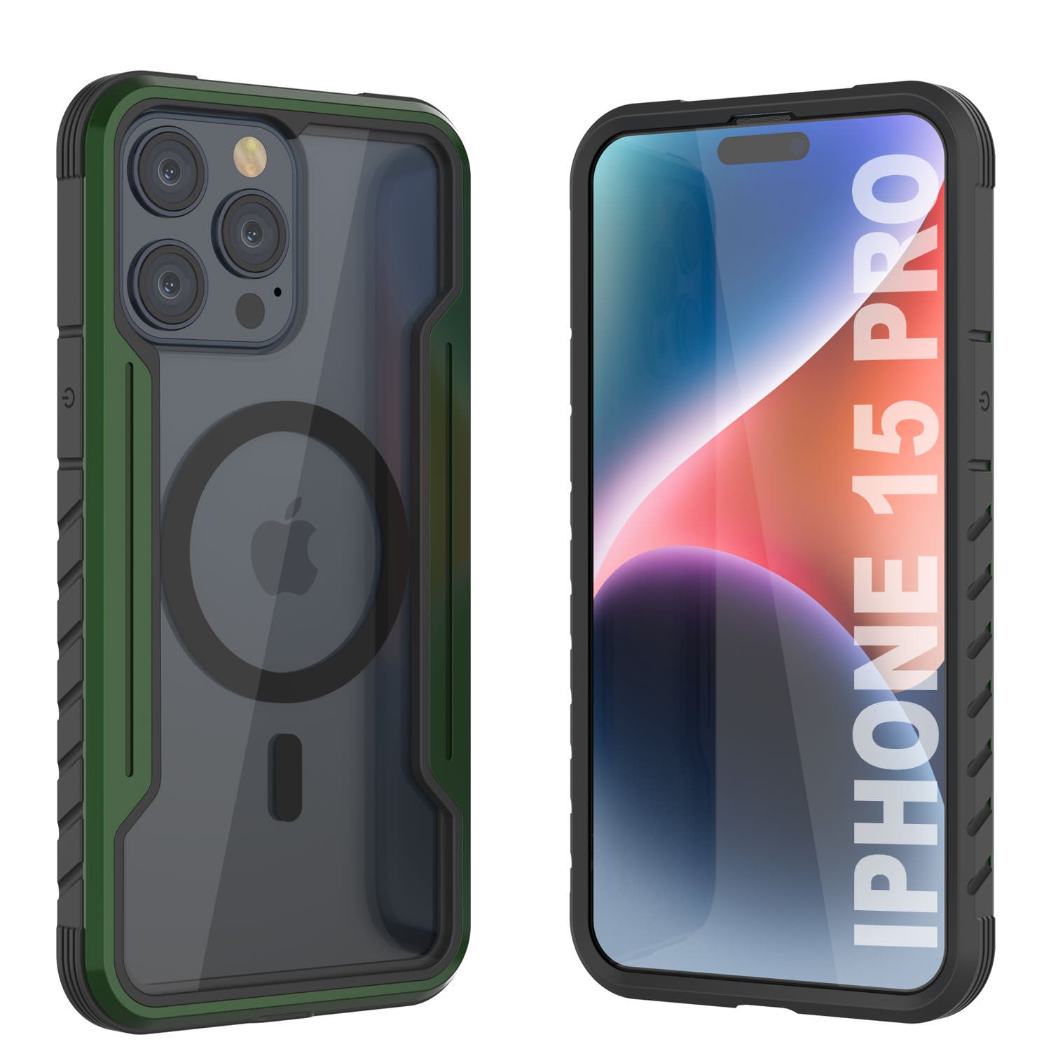 Punkcase iPhone 15 Pro Armor Stealth MAG Defense Case Protective Military Grade Multilayer Cover [Dark Green]