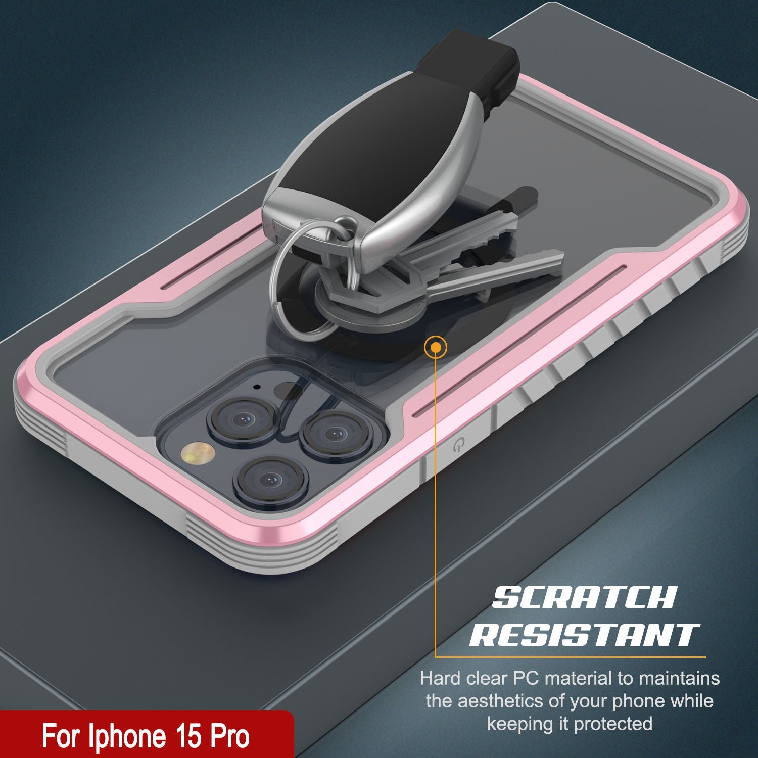 Punkcase iPhone 15 Pro Armor Stealth MAG Defense Case Protective Military Grade Multilayer Cover [Rose-Gold]
