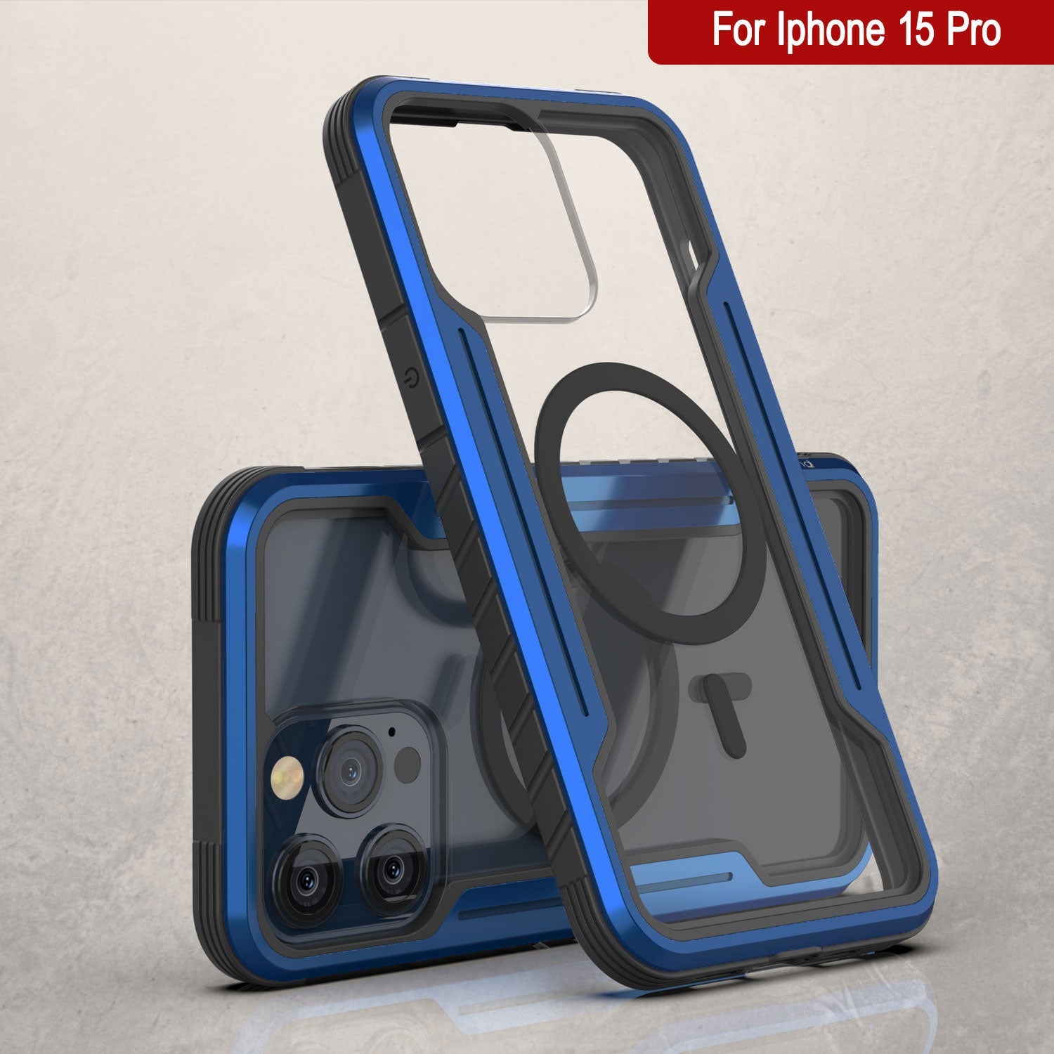 Punkcase iPhone 15 Pro Armor Stealth MAG Defense Case Protective Military Grade Multilayer Cover [Navy Blue]