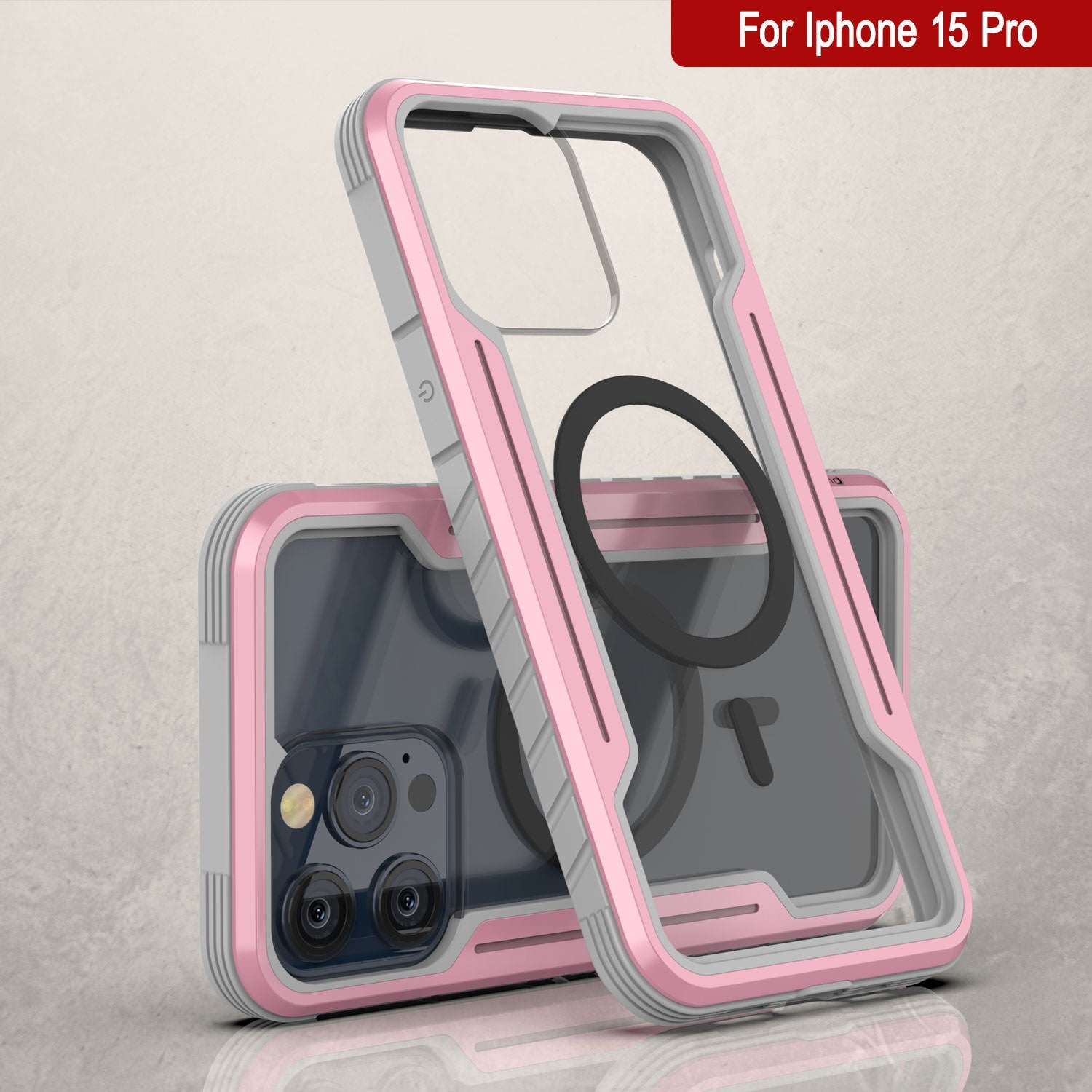 Punkcase iPhone 15 Pro Armor Stealth MAG Defense Case Protective Military Grade Multilayer Cover [Rose-Gold]