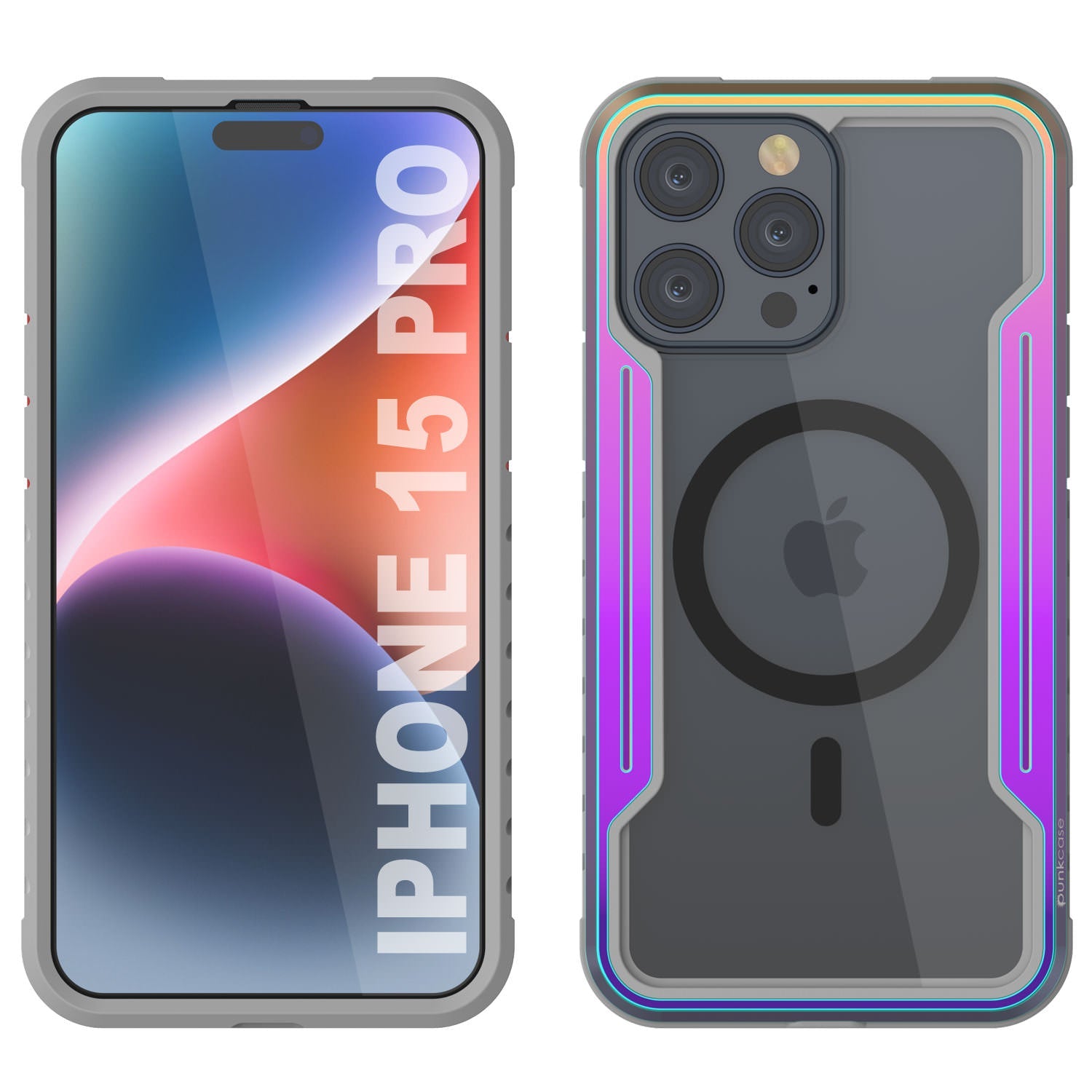 Punkcase iPhone 15 Pro Armor Stealth MAG Defense Case Protective Military Grade Multilayer Cover [Rainbow]