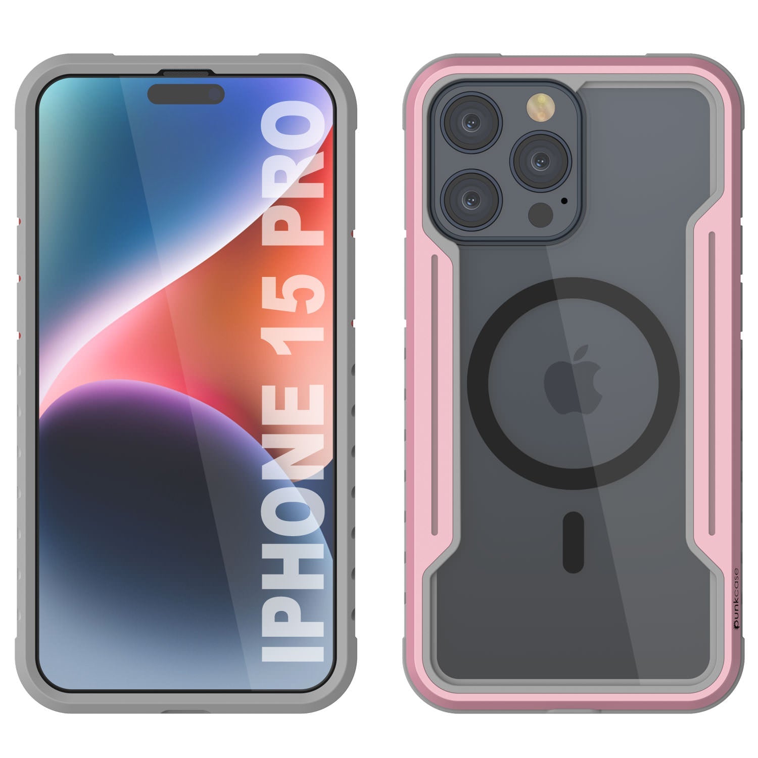 Punkcase iPhone 15 Pro Armor Stealth MAG Defense Case Protective Military Grade Multilayer Cover [Rose-Gold]
