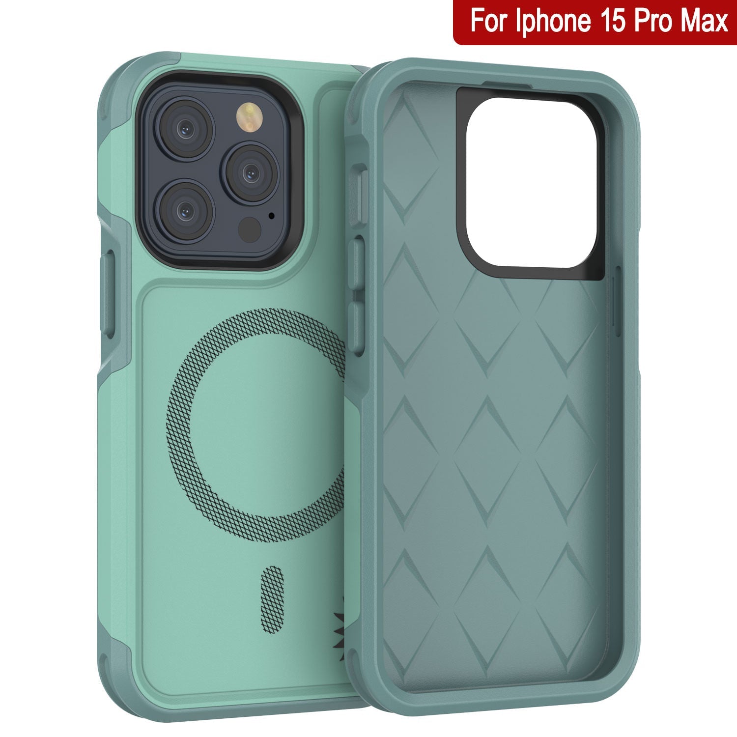 PunkCase iPhone 15 Pro Max Case, [Spartan 2.0 Series] Clear Rugged Heavy Duty Cover W/Built in Screen Protector [teal]