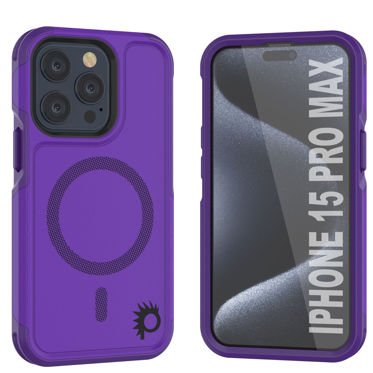 PunkCase iPhone 15 Pro Max Case, [Spartan 2.0 Series] Clear Rugged Heavy Duty Cover W/Built in Screen Protector [purple]