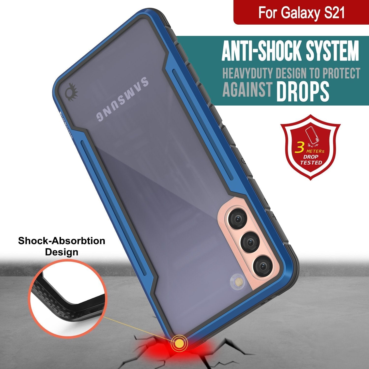 Punkcase S21 ravenger Case Protective Military Grade Multilayer Cover [Blue]