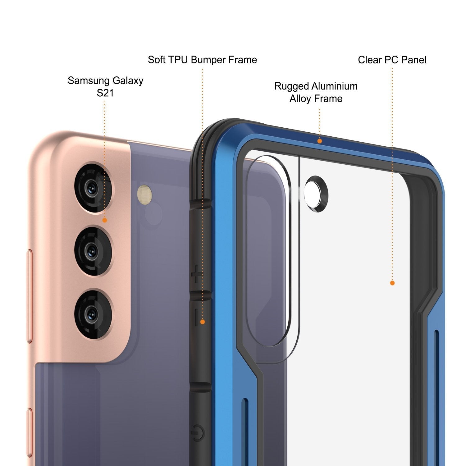 Punkcase S21 ravenger Case Protective Military Grade Multilayer Cover [Blue]