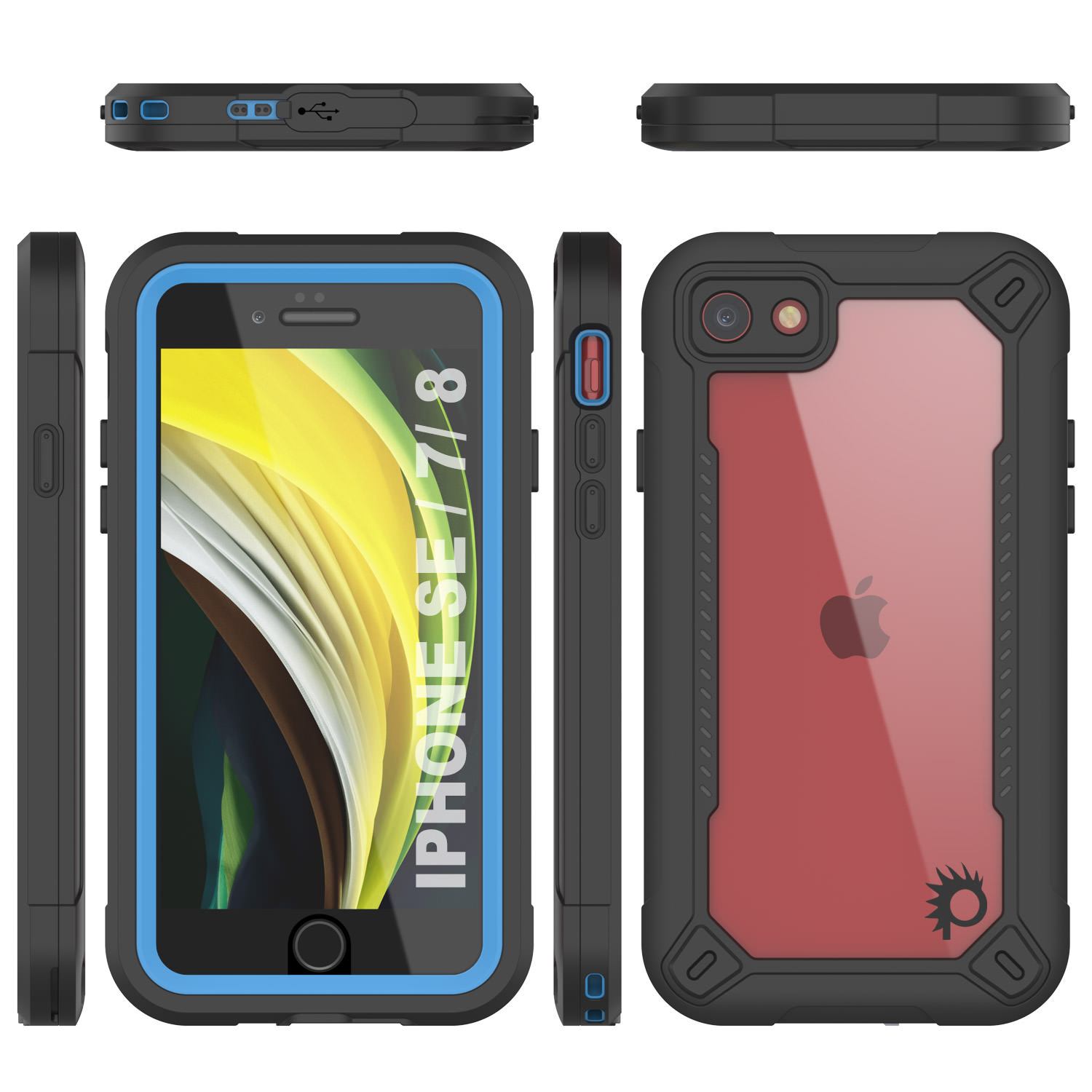 iPhone 8 Waterproof IP68 Case, Punkcase [Blue]  [Maximus Series] [Slim Fit] [IP68 Certified] [Shockresistant] Clear Armor Cover with Screen Protector | Ultimate Protection