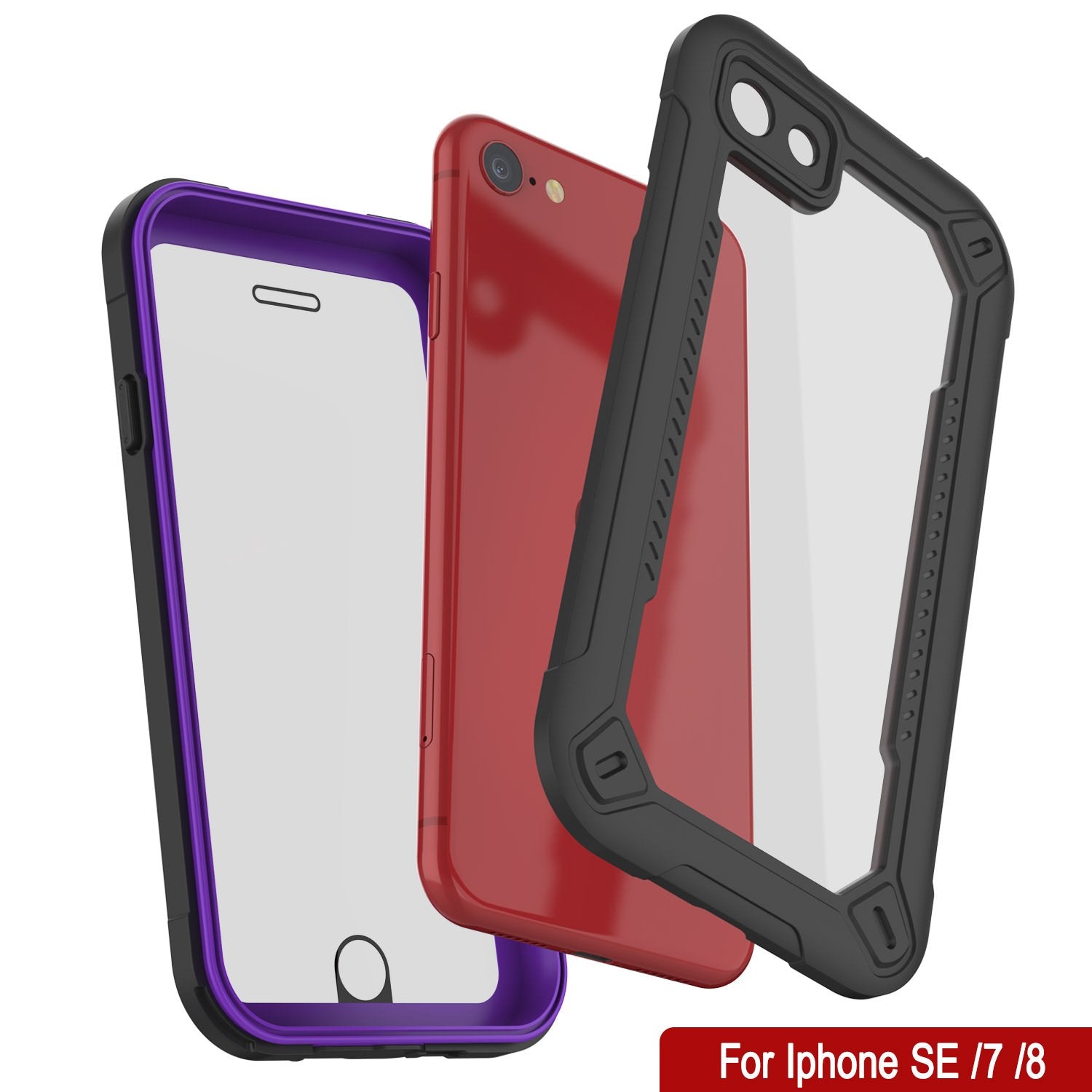 iPhone 8 Waterproof IP68 Case, Punkcase [Purple]  [Maximus Series] [Slim Fit] [IP68 Certified] [Shockresistant] Clear Armor Cover with Screen Protector | Ultimate Protection