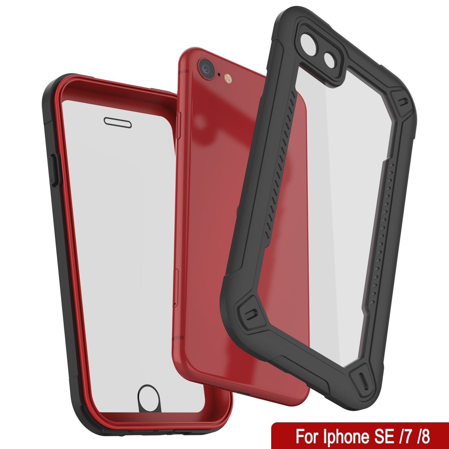 iPhone 8 Waterproof IP68 Case, Punkcase [red]  [Maximus Series] [Slim Fit] [IP68 Certified] [Shockresistant] Clear Armor Cover with Screen Protector | Ultimate Protection
