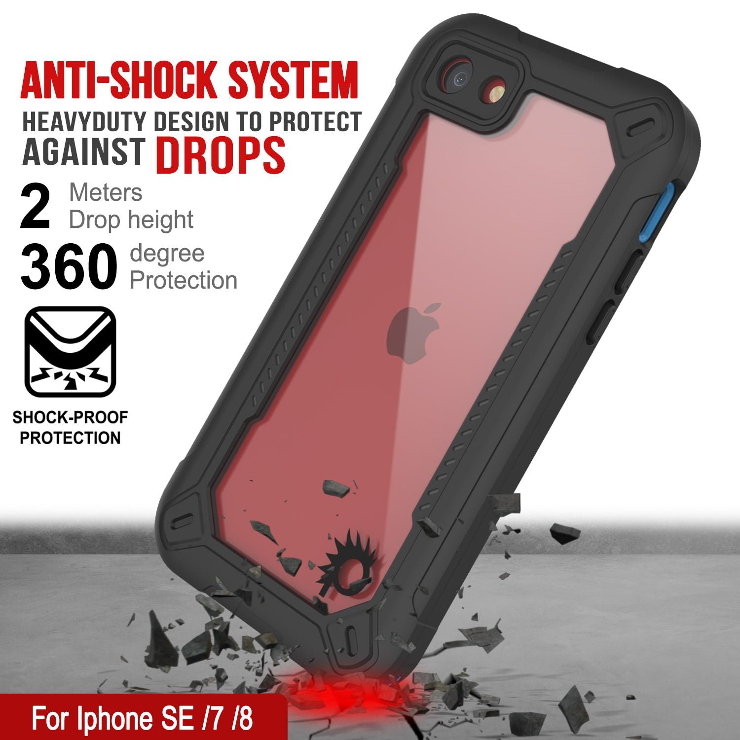 iPhone SE (4.7") Waterproof IP68 Case, Punkcase [Blue]  [Maximus Series] [Slim Fit] [IP68 Certified] [Shockresistant] Clear Armor Cover with Screen Protector | Ultimate Protection