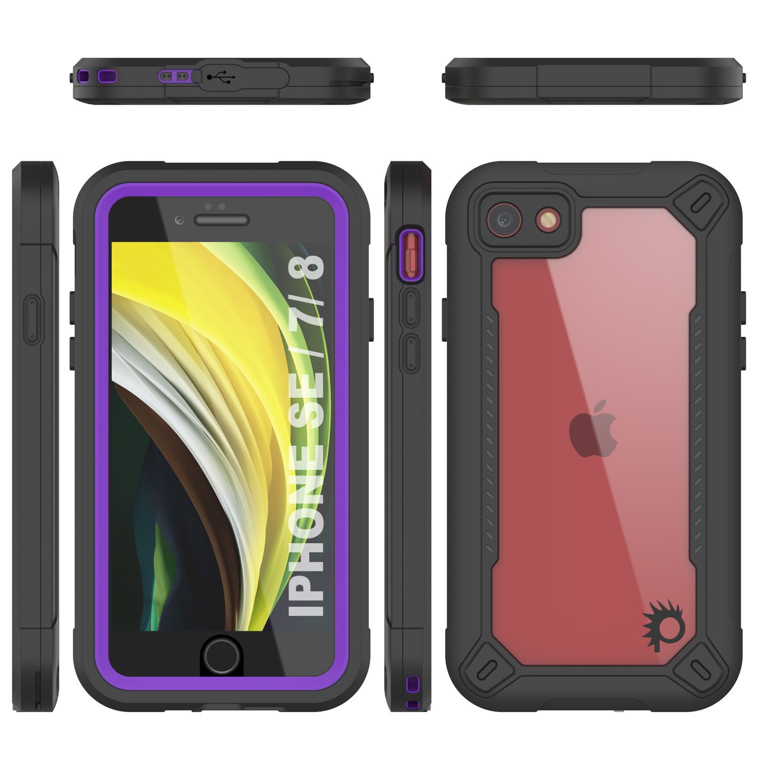 iPhone SE (4.7") Waterproof IP68 Case, Punkcase [Purple]  [Maximus Series] [Slim Fit] [IP68 Certified] [Shockresistant] Clear Armor Cover with Screen Protector | Ultimate Protection