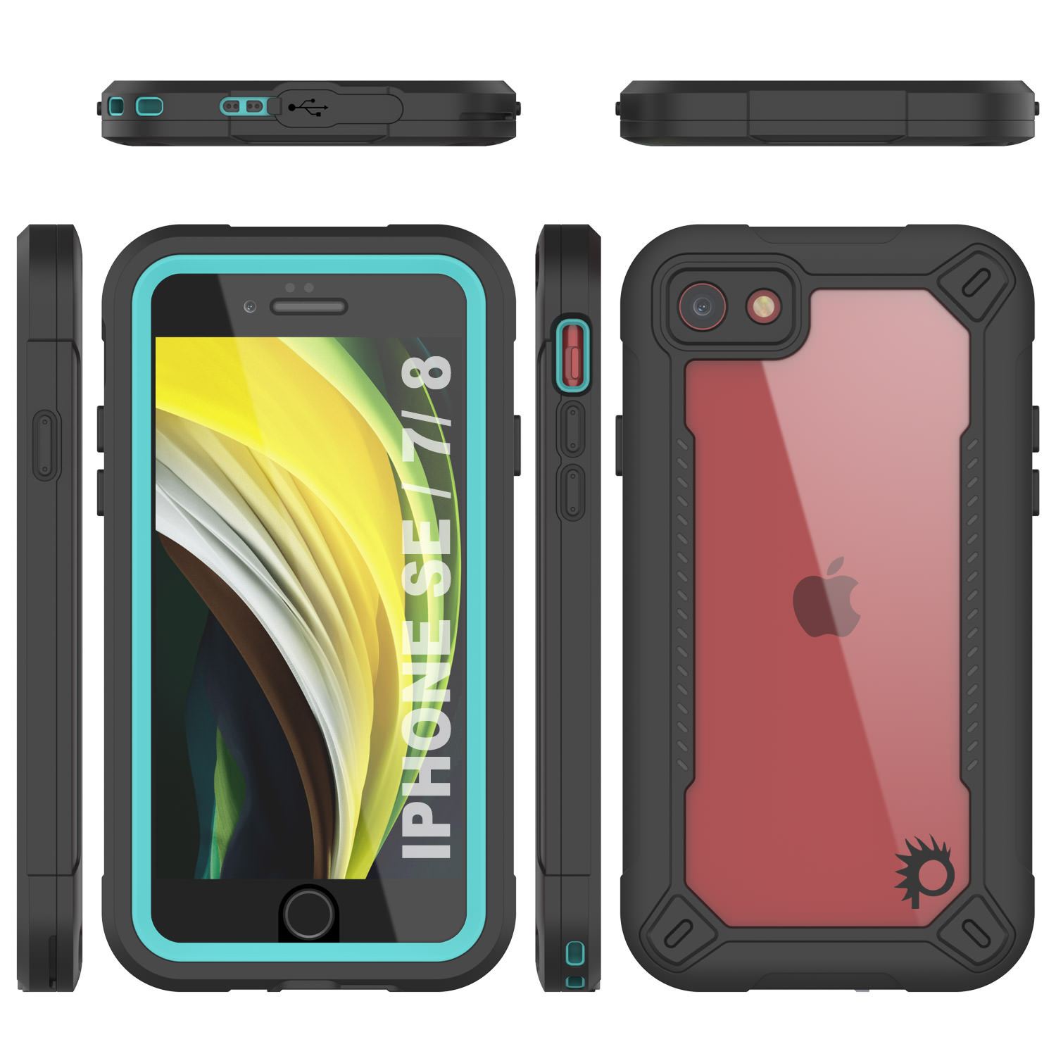 iPhone SE (4.7") Waterproof IP68 Case, Punkcase [teal]  [Maximus Series] [Slim Fit] [IP68 Certified] [Shockresistant] Clear Armor Cover with Screen Protector | Ultimate Protection
