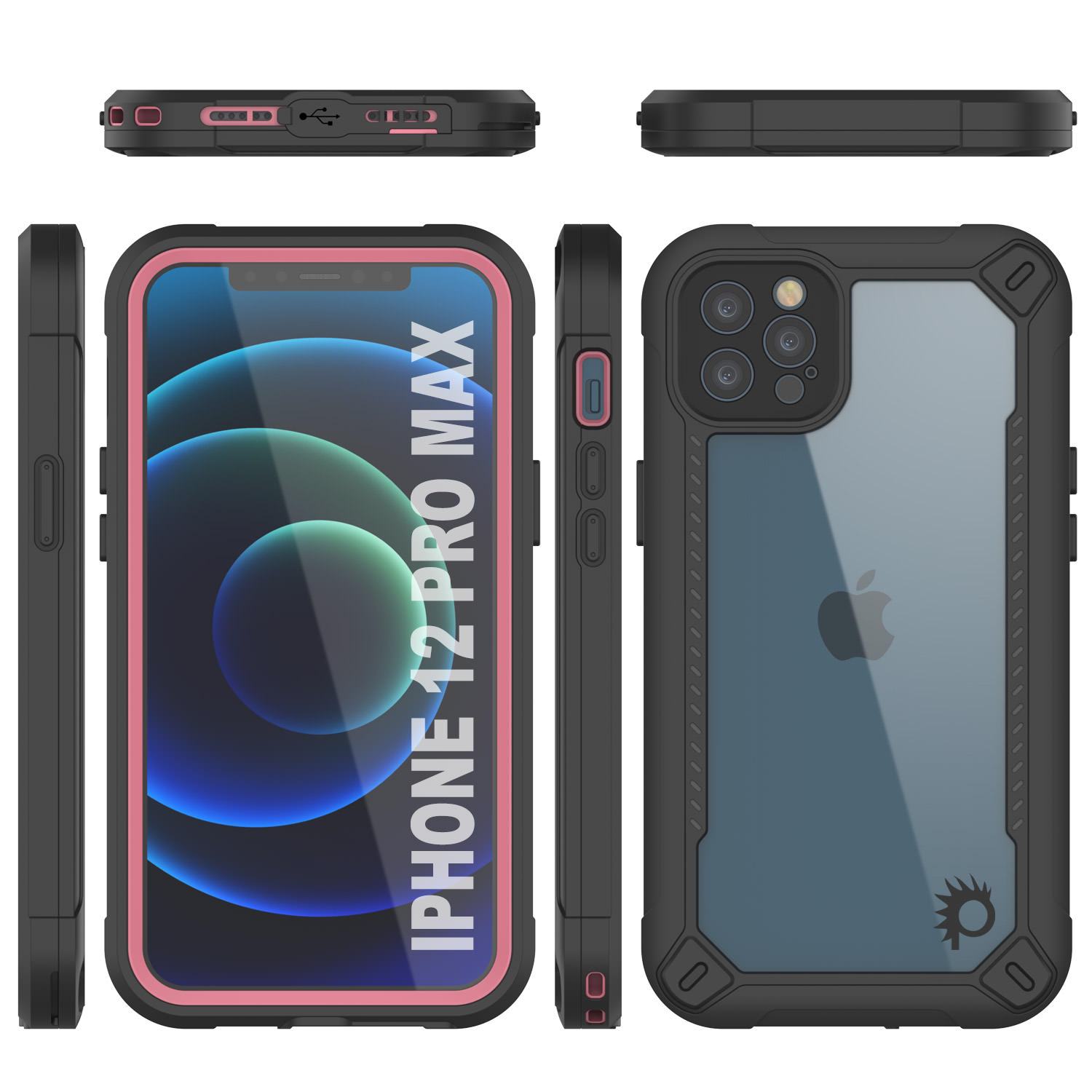 iPhone 12 Pro Max Waterproof IP68 Case, Punkcase [pink]  [Maximus Series] [Slim Fit] [IP68 Certified] [Shockresistant] Clear Armor Cover with Screen Protector | Ultimate Protection