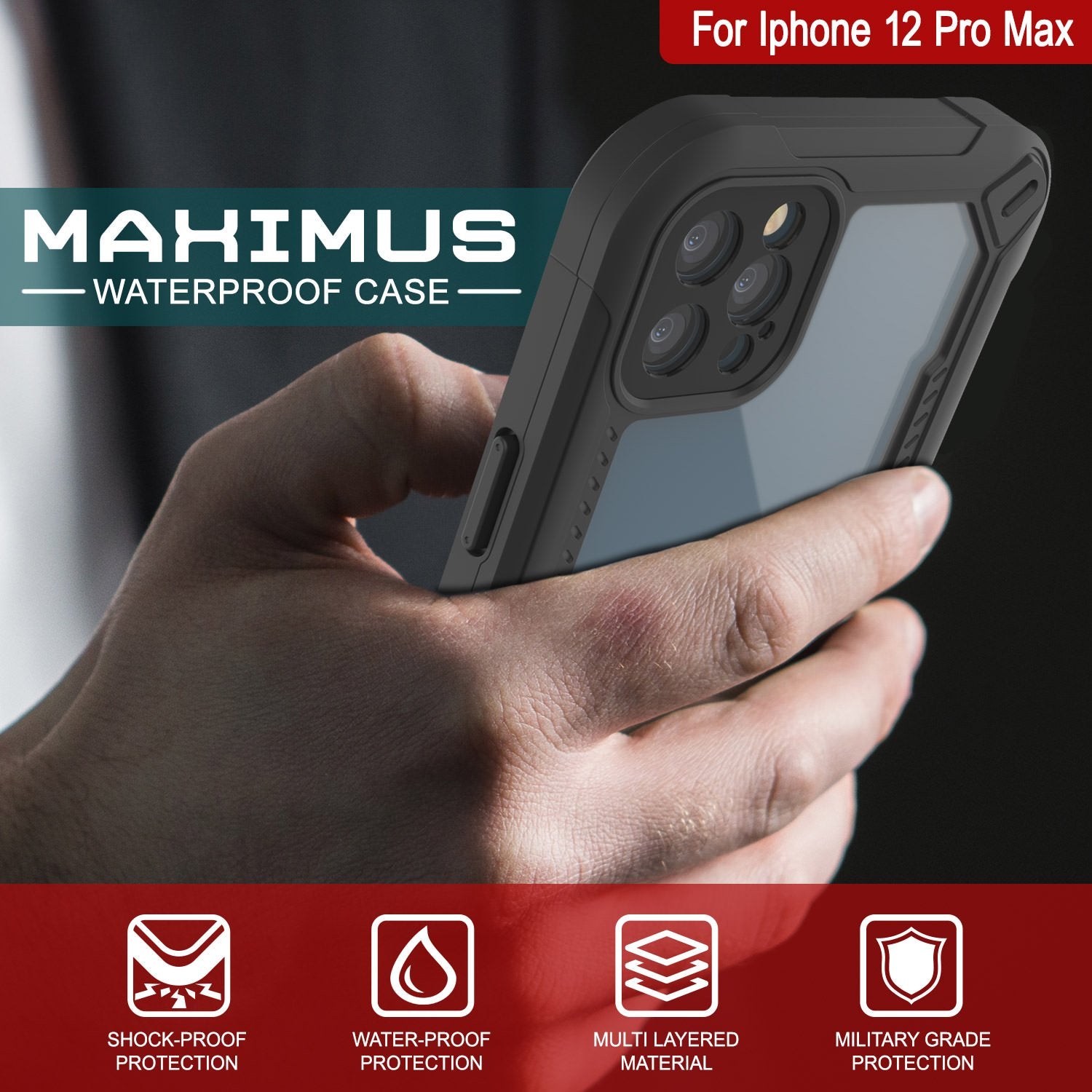 iPhone 12 Pro Max Waterproof IP68 Case, Punkcase [white]  [Maximus Series] [Slim Fit] [IP68 Certified] [Shockresistant] Clear Armor Cover with Screen Protector | Ultimate Protection