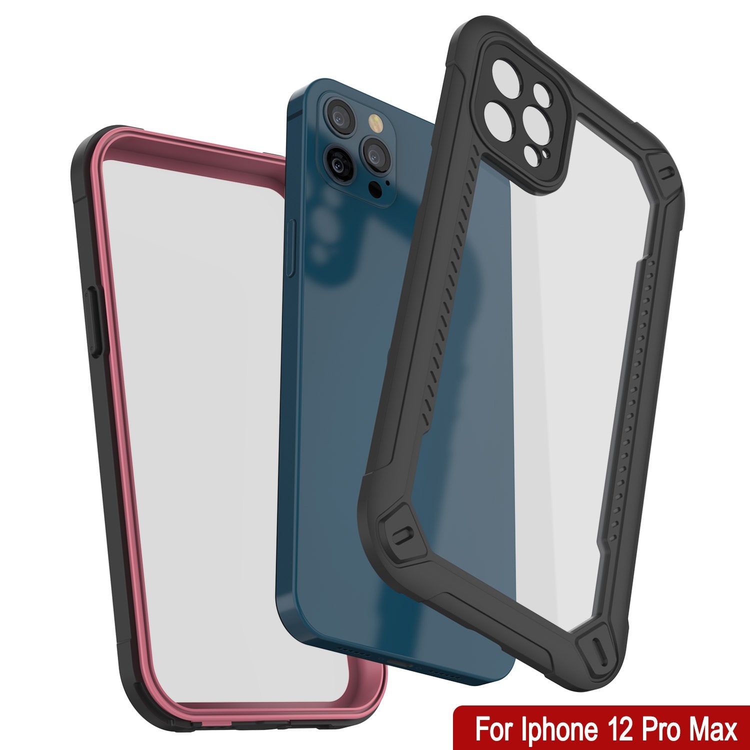 iPhone 12 Pro Max Waterproof IP68 Case, Punkcase [pink]  [Maximus Series] [Slim Fit] [IP68 Certified] [Shockresistant] Clear Armor Cover with Screen Protector | Ultimate Protection