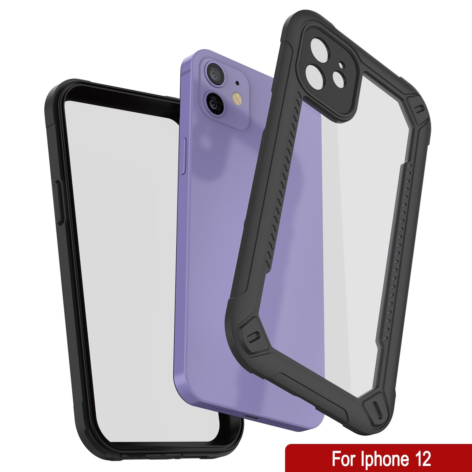 iPhone 12 Waterproof IP68 Case, Punkcase [Black]  [Maximus Series] [Slim Fit] [IP68 Certified] [Shockresistant] Clear Armor Cover with Screen Protector | Ultimate Protection