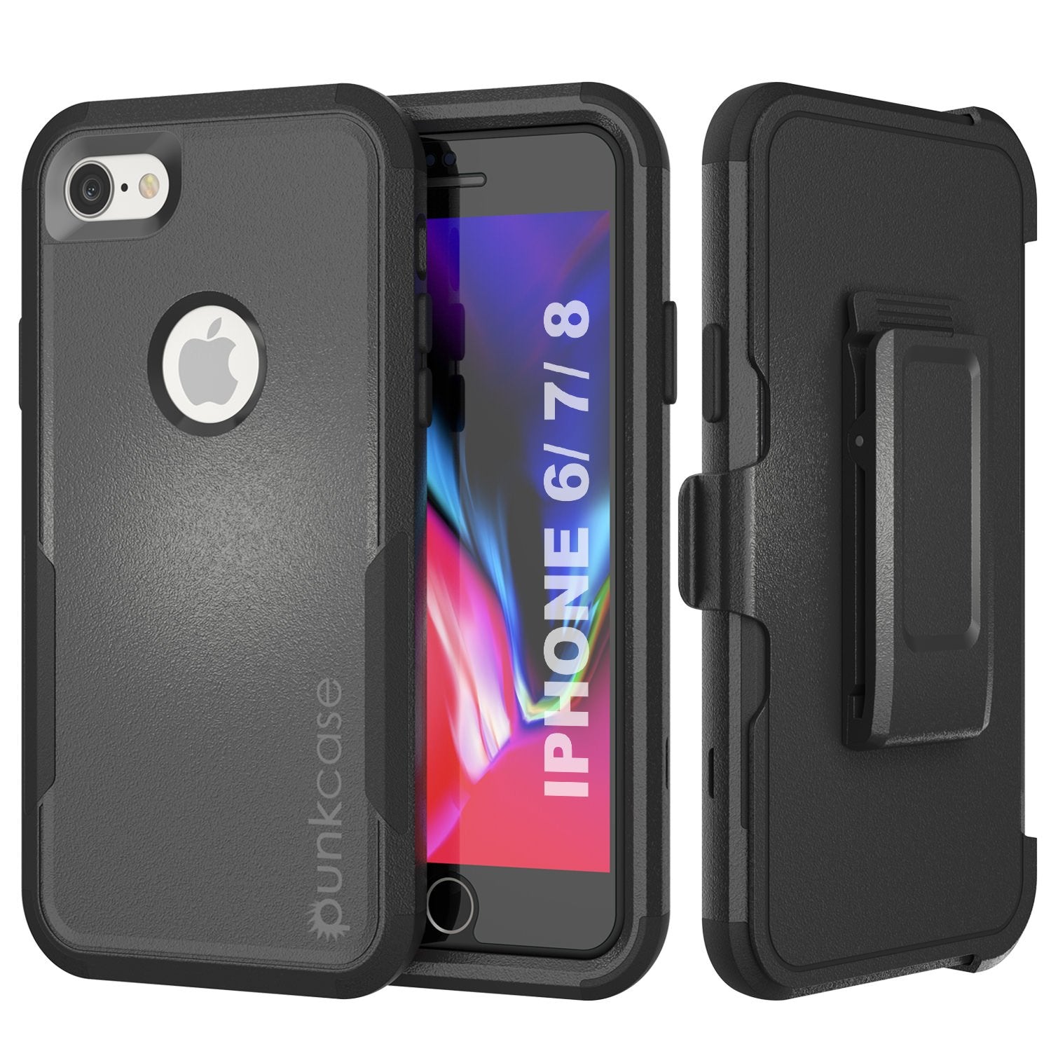 Punkcase for iPhone 7 Belt Clip Multilayer Holster Case [Patron Series] [Black]