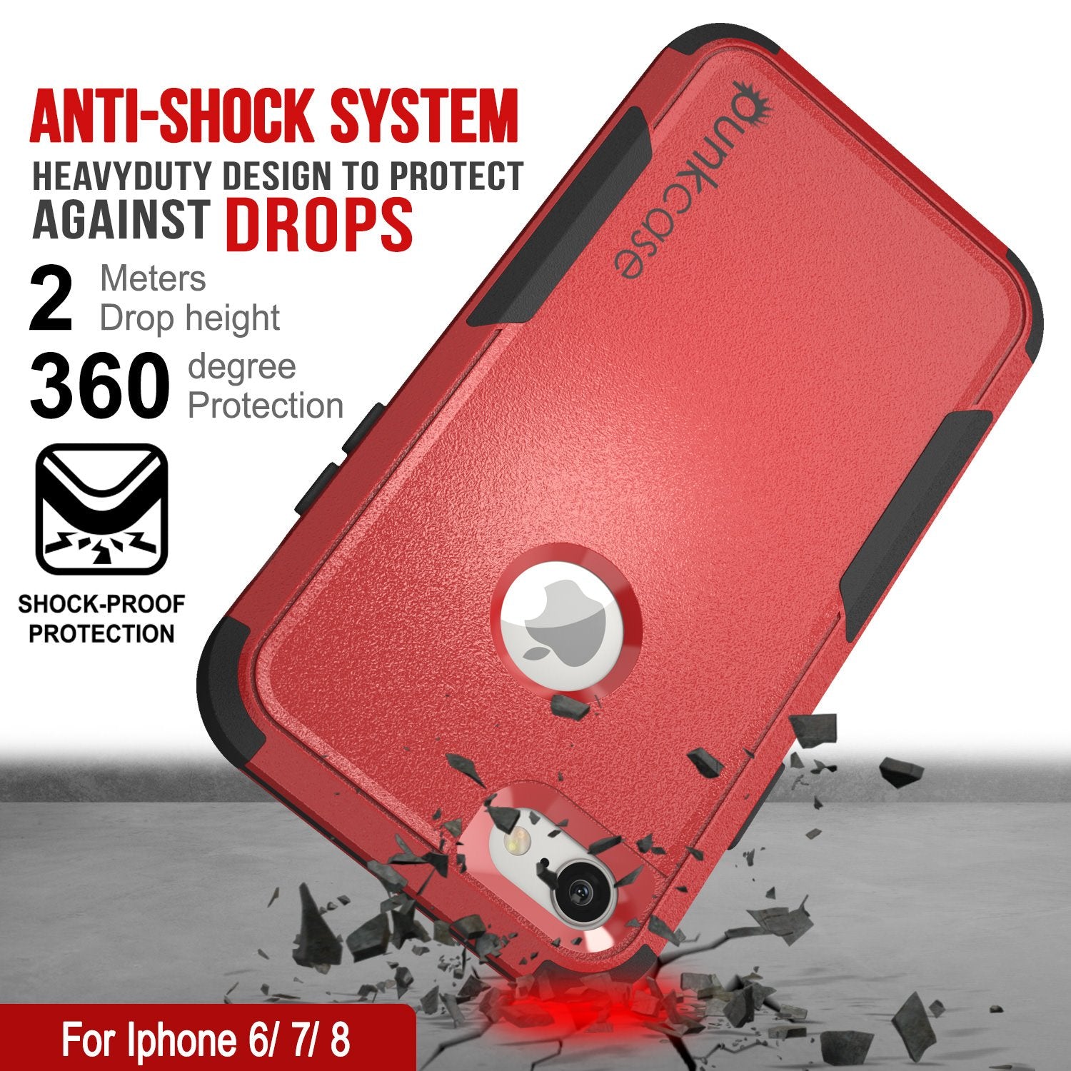 Punkcase for iPhone 6 Belt Clip Multilayer Holster Case [Patron Series] [Red-Black]