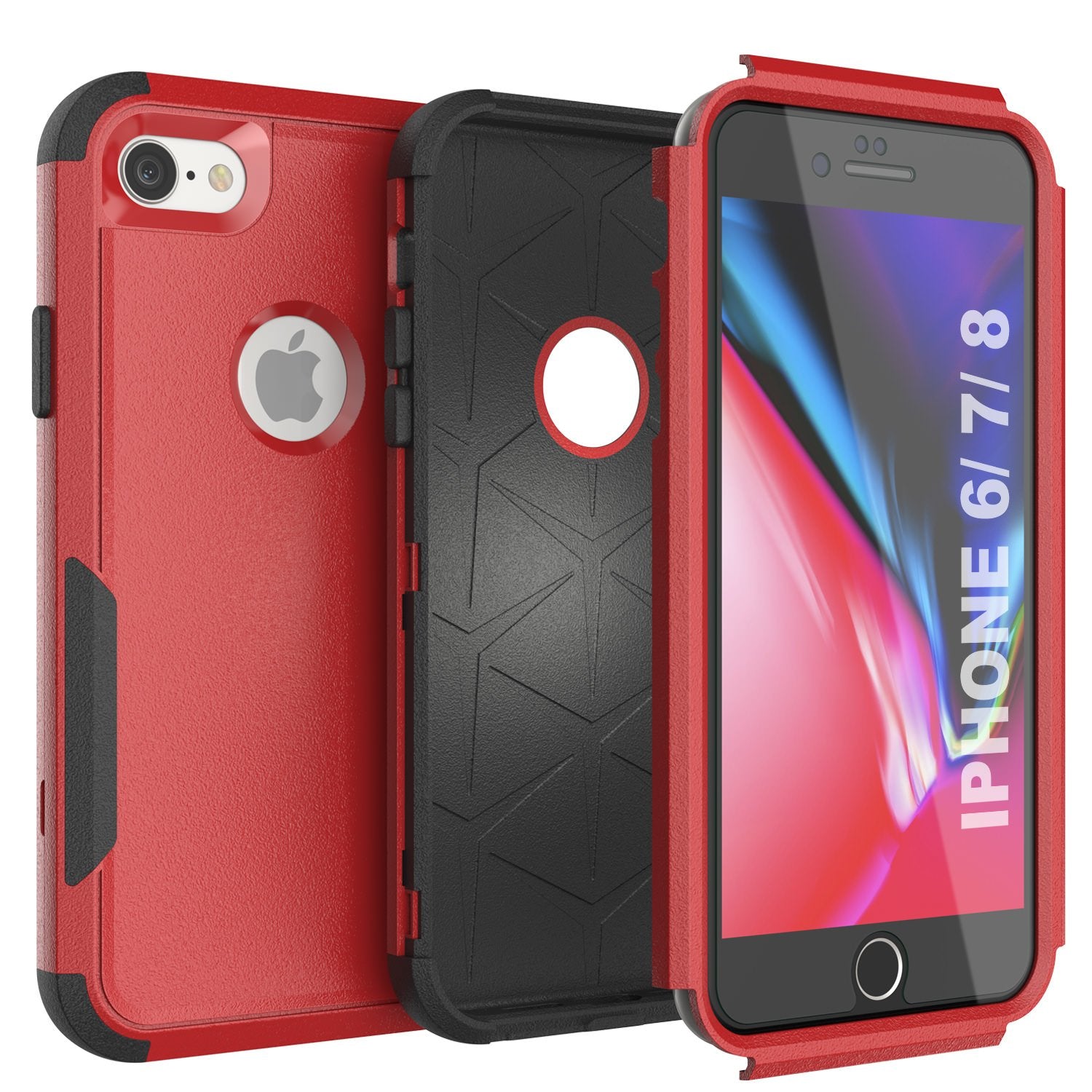 Punkcase for iPhone 7 Belt Clip Multilayer Holster Case [Patron Series] [Red-Black]